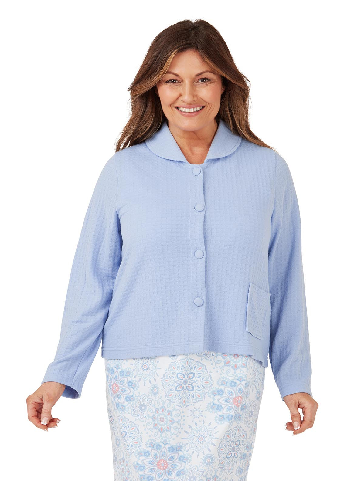 Marlon Waffle Bedjacket - Blue 1 Shaws Department Stores