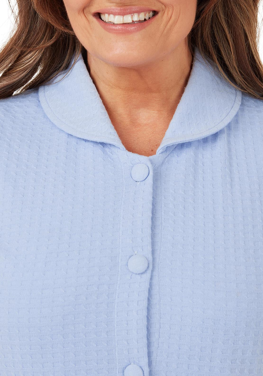 Marlon Waffle Bedjacket - Blue 5 Shaws Department Stores