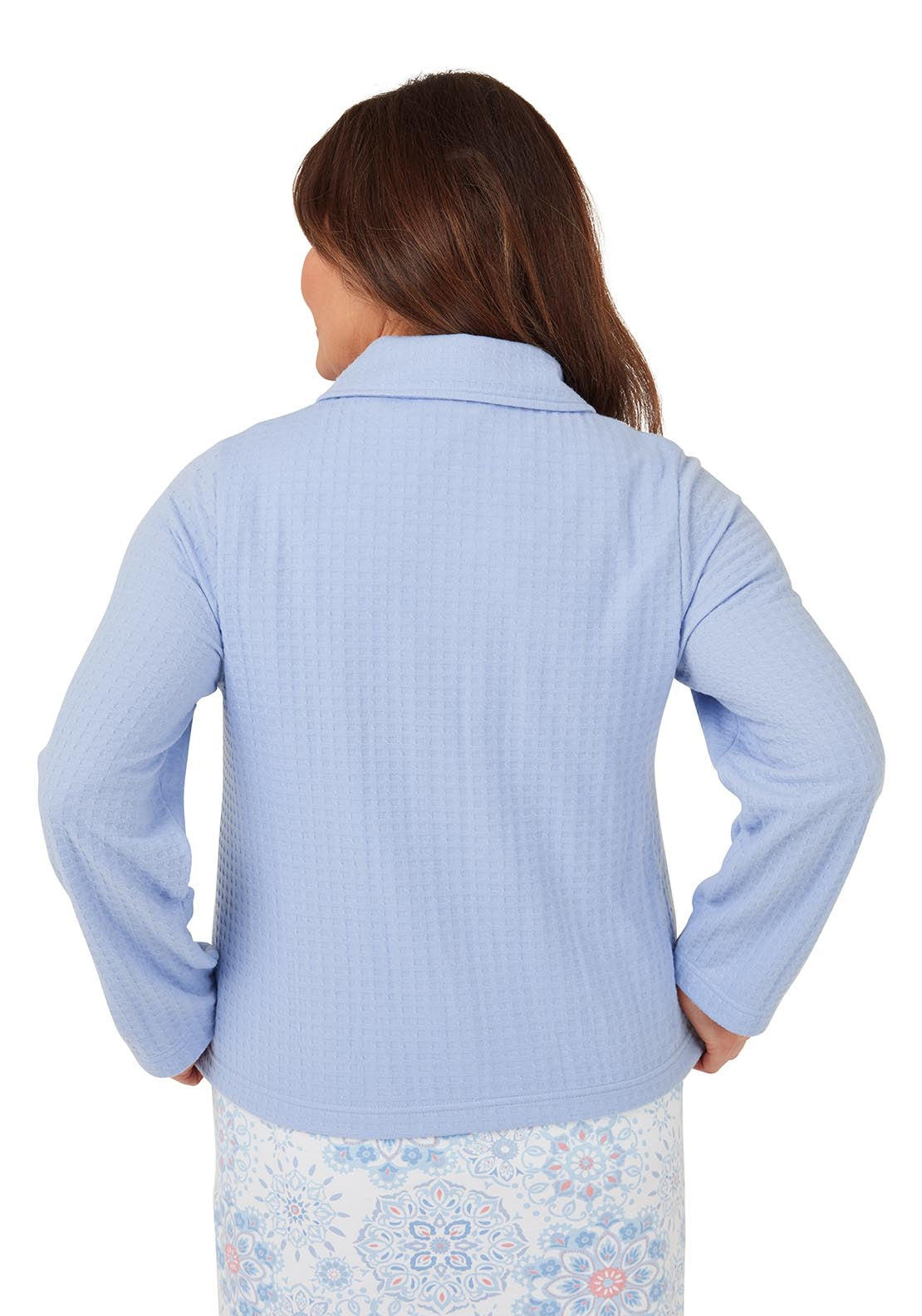 Marlon Waffle Bedjacket - Blue 4 Shaws Department Stores