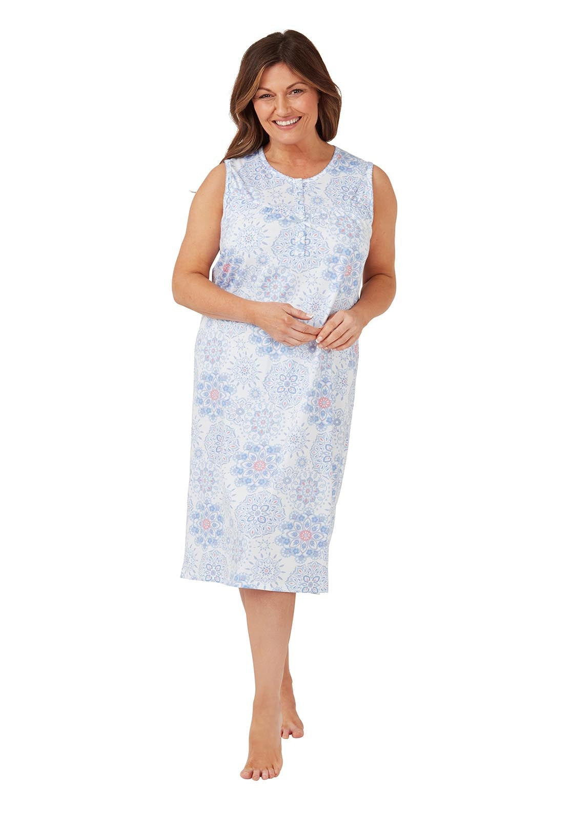 Marlon Geo 100% Cotton dress - Blue 2 Shaws Department Stores