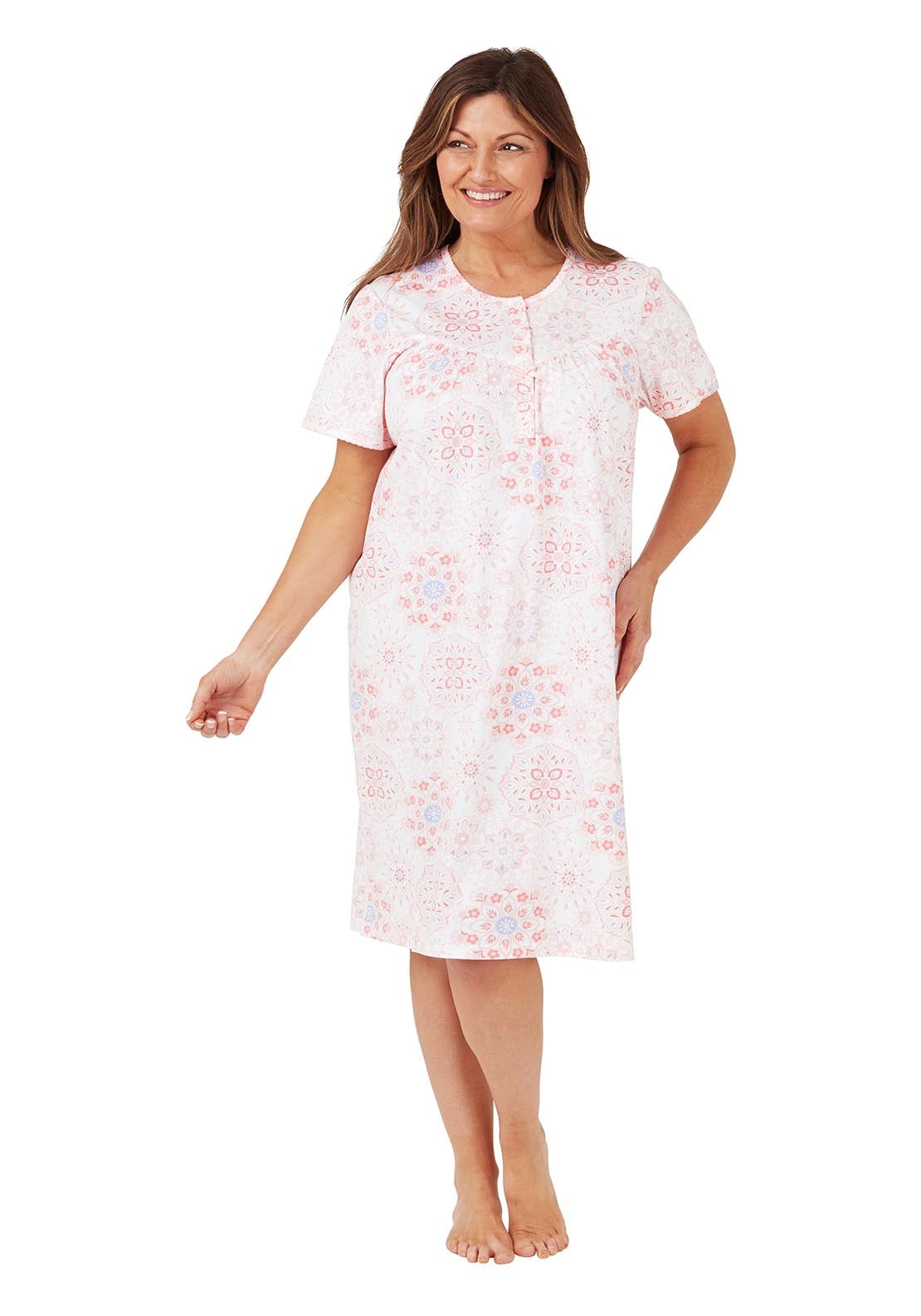 Marlon Geo 100% Cotton dress - Pink 1 Shaws Department Stores