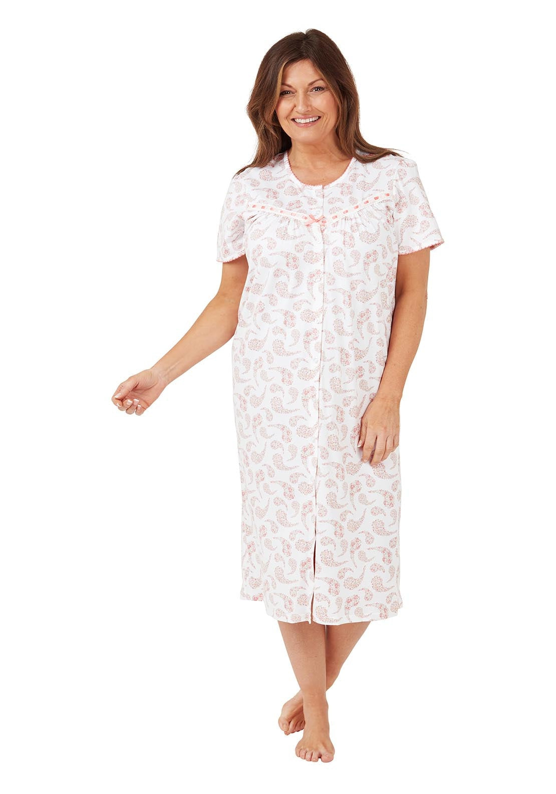 Marlon Paisley 100% Cotton Nightdress - Pink 1 Shaws Department Stores