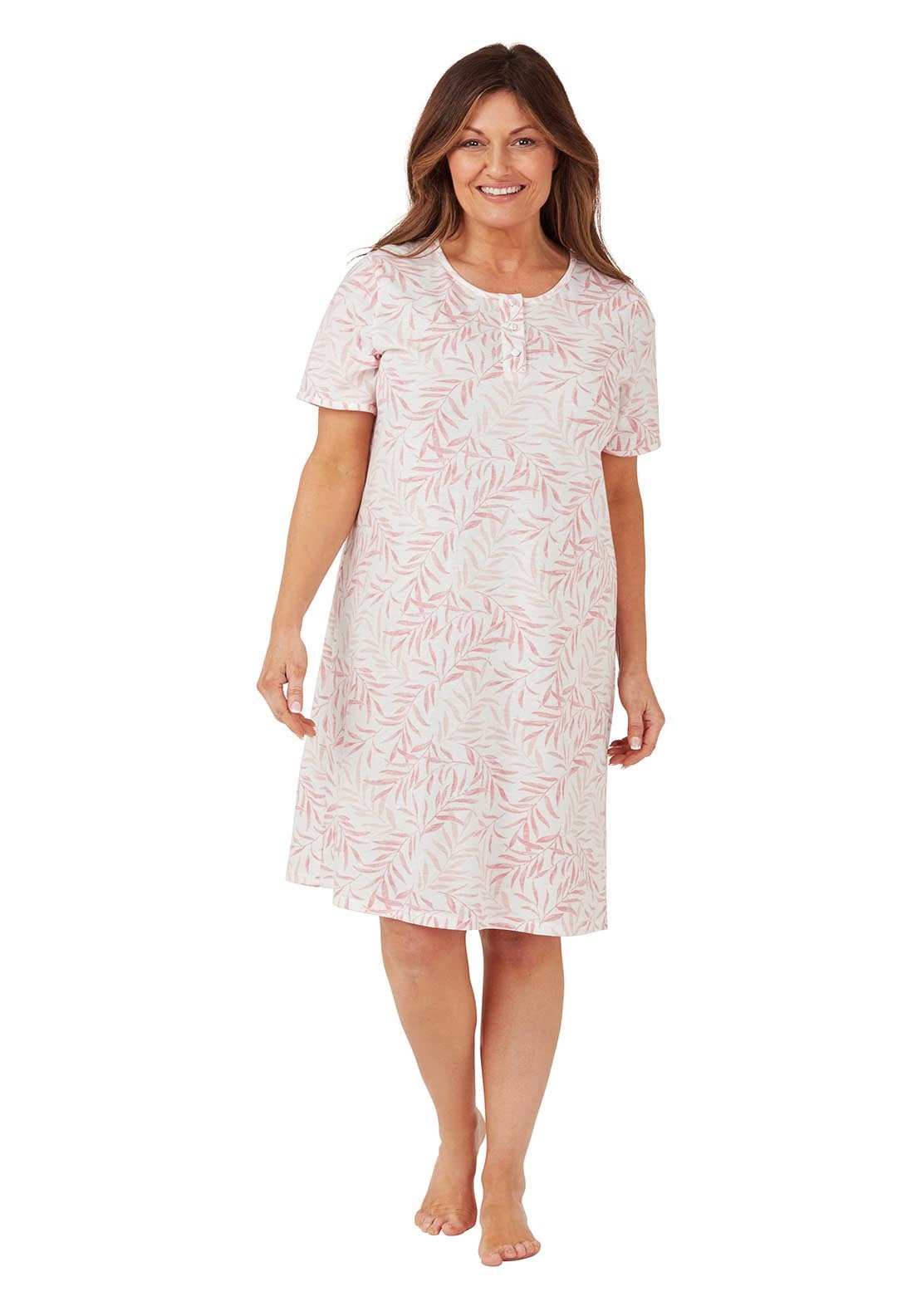 Marlon Palm Jersey Nightshirt - Pink 2 Shaws Department Stores
