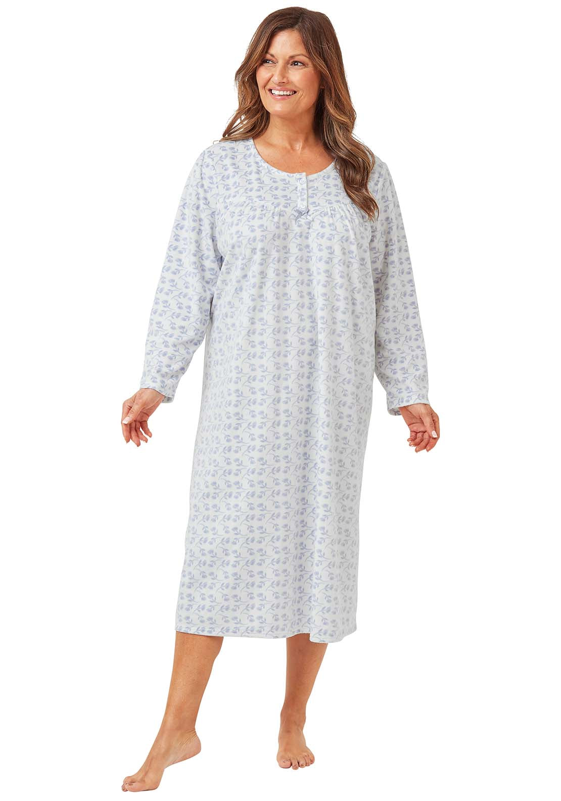 Marlon Printed Fleece Nightdress - Blue 3 Shaws Department Stores