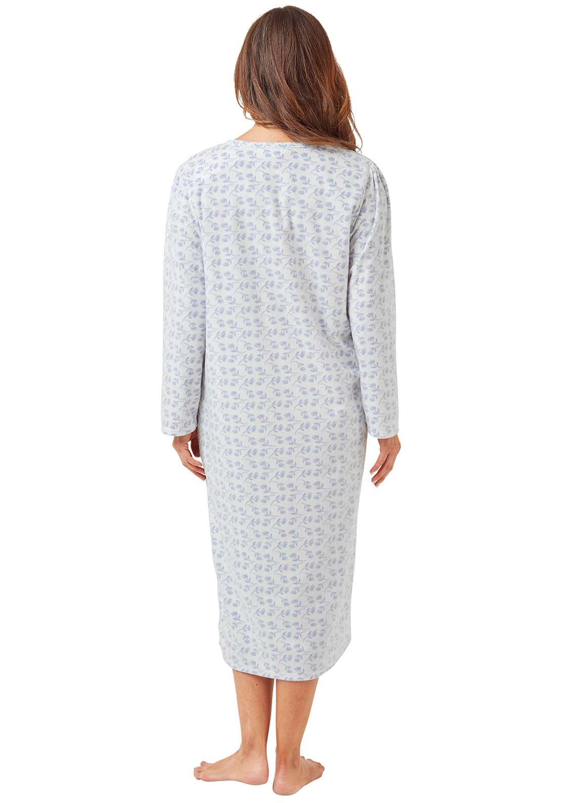 Marlon Printed Fleece Nightdress - Blue 2 Shaws Department Stores