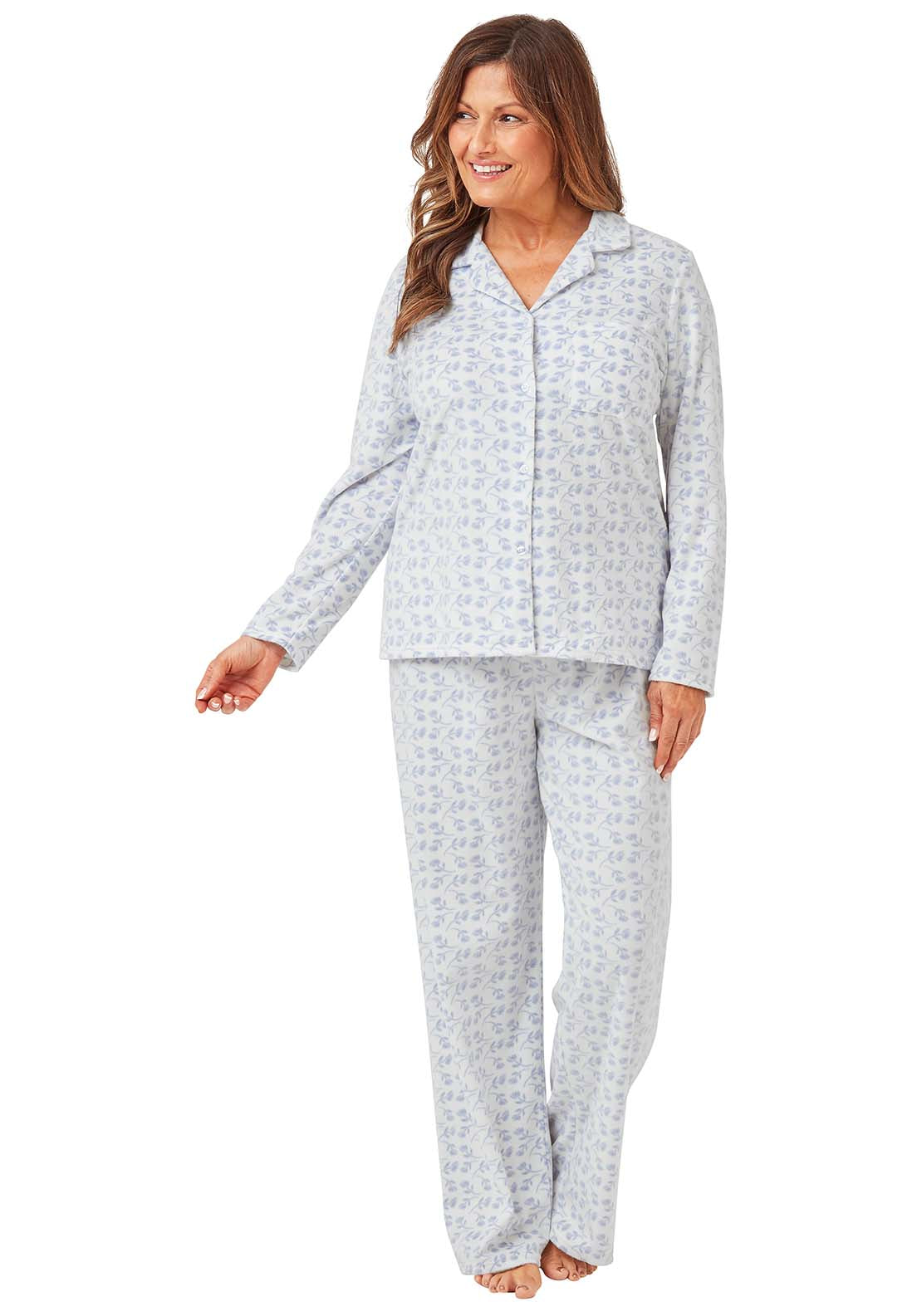 Marlon Printed Fleece Pyjama - Blue 2 Shaws Department Stores
