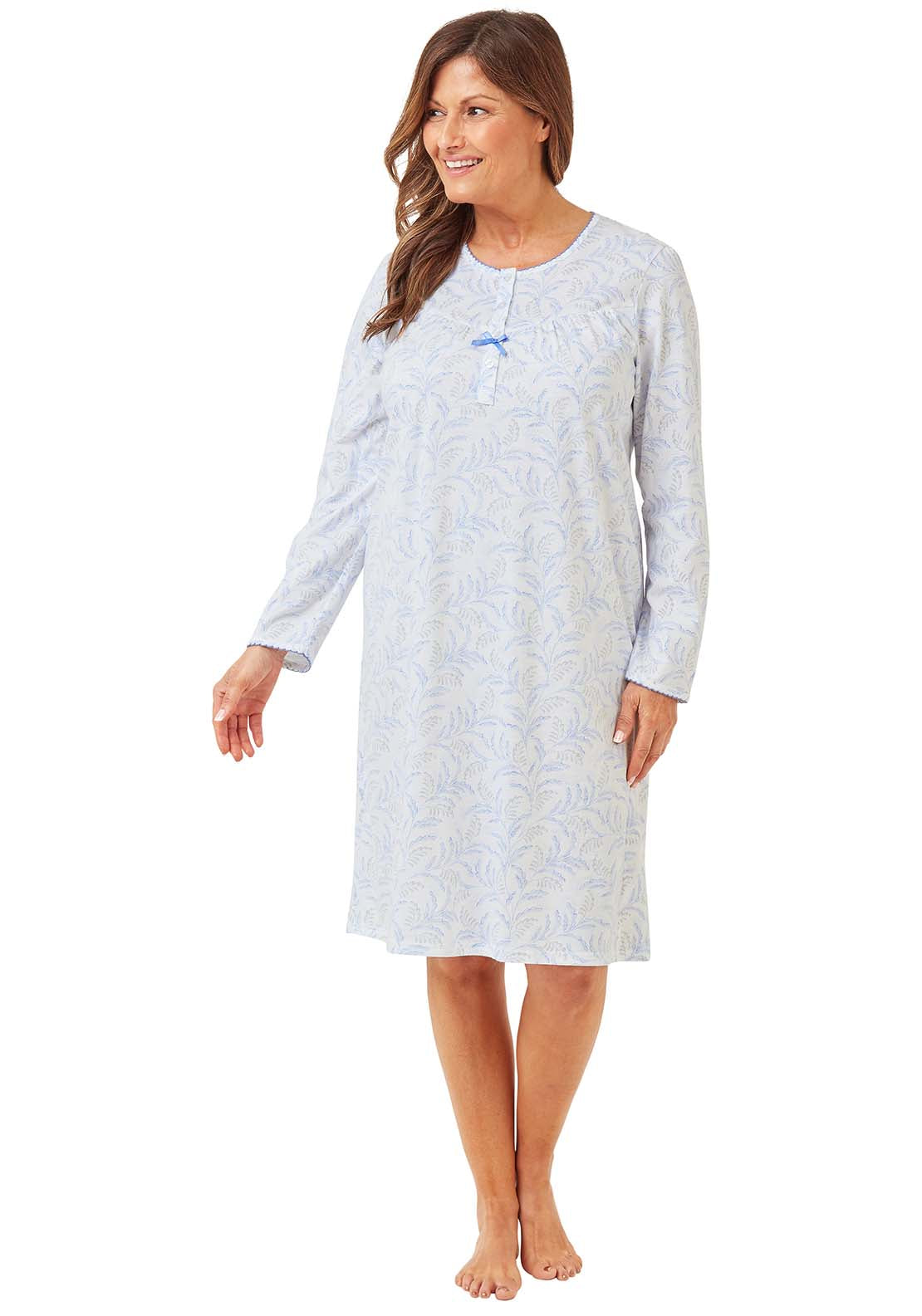 Marlon Floral Trail Nightdress - Blue 2 Shaws Department Stores