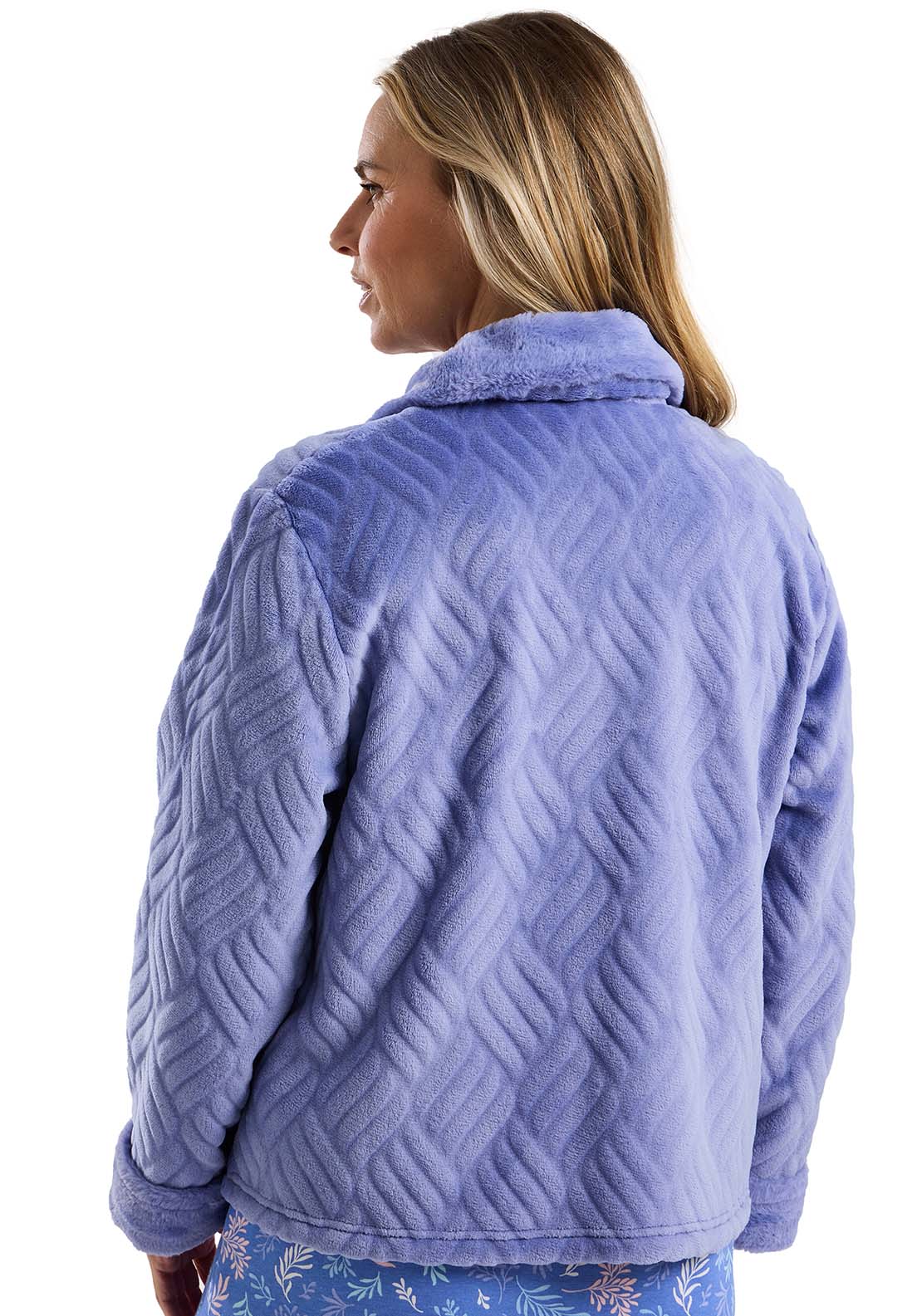 Fur Collar Zip Bedjacket - Denim