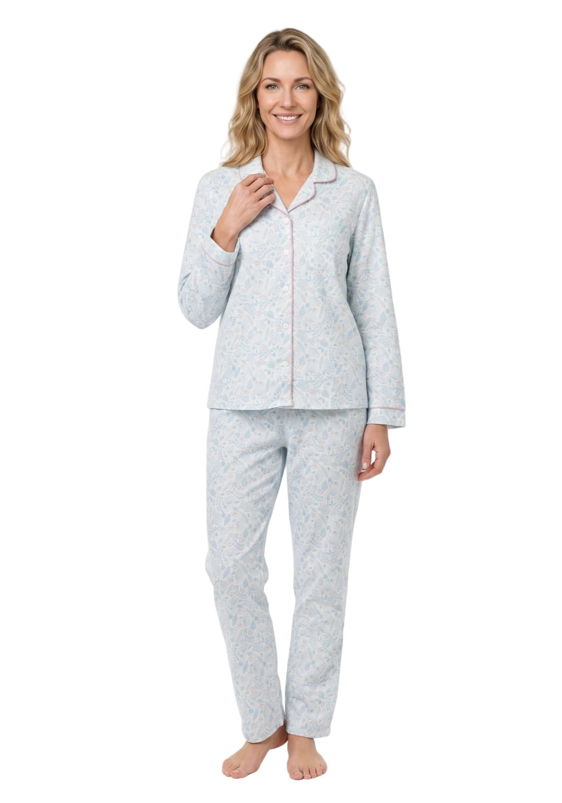 Elenor Wincey Pyjama Set - Blue