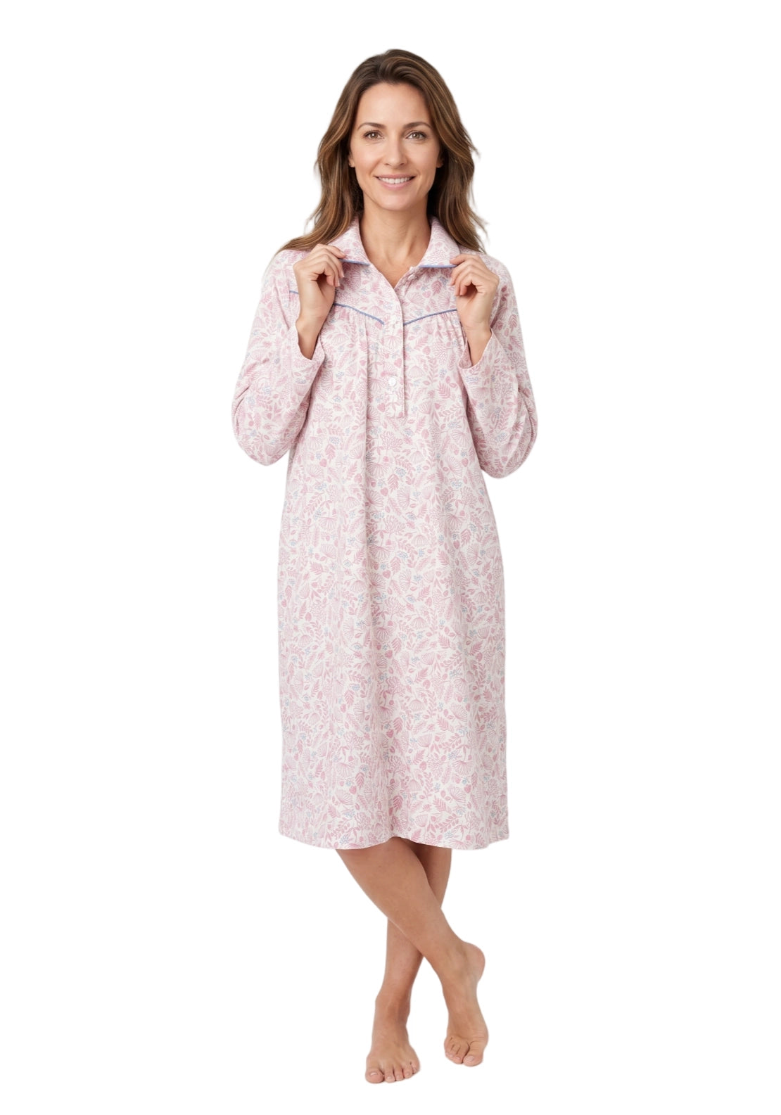 Elenor Wincey Nightdress - Pink