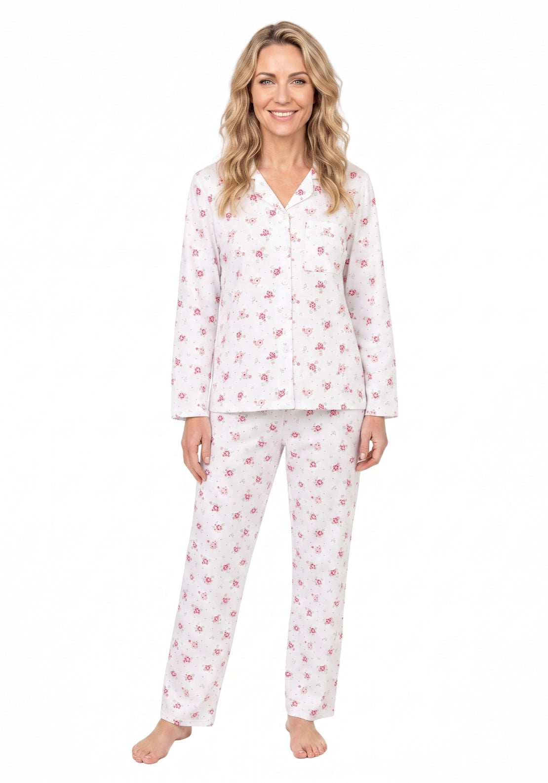 Loella Floral Revere Pyjama Set - Pink