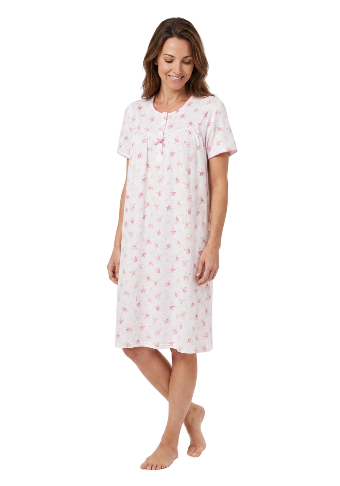 Loella Short Sleeve Floral Nightdress - Pink