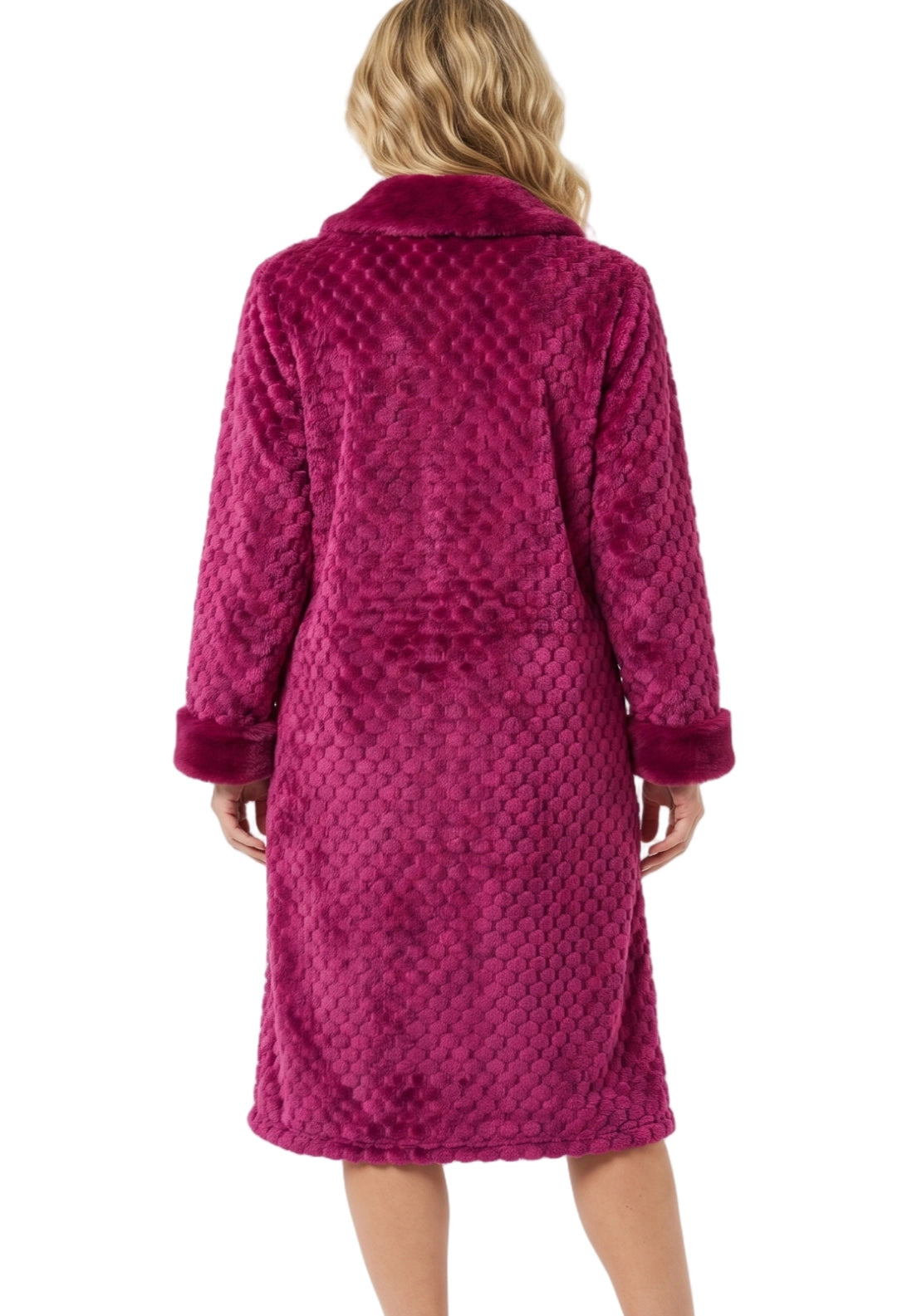 Zip Front Dressing Gown - Wine