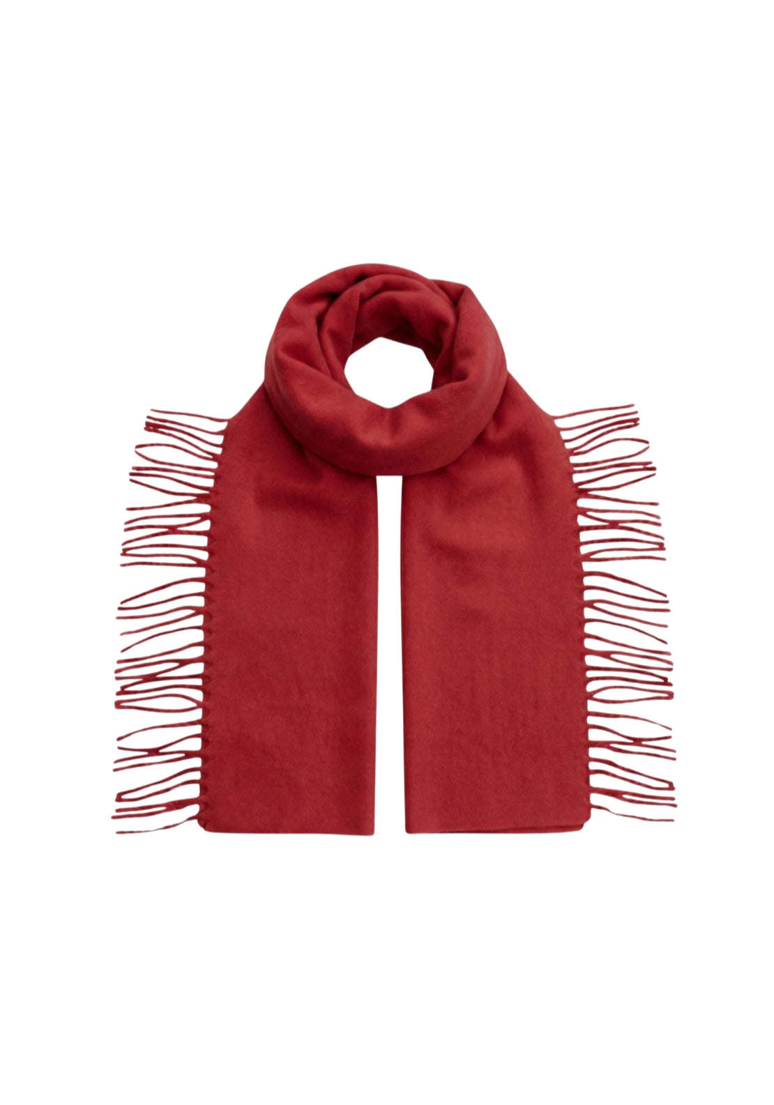 Side Fringe Scarf - Red