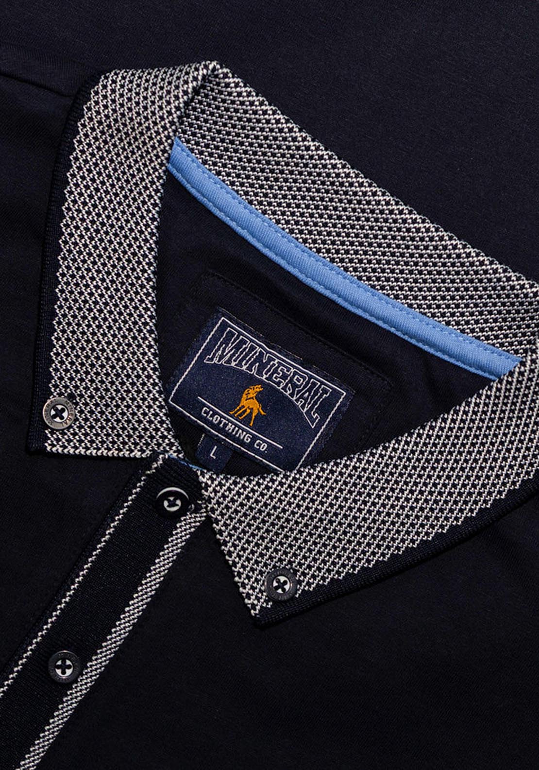 Mineral Matty Jersey Polo Jacquard Collar - Navy 3 Shaws Department Stores