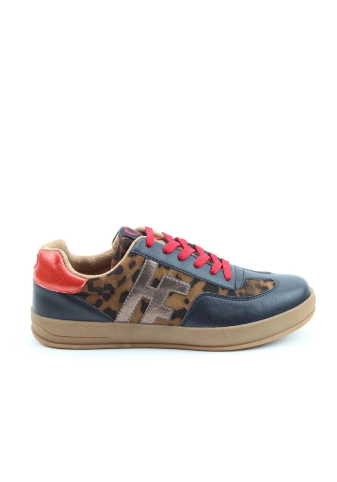 Gum Sole Trainer - Blk/tan/leopard