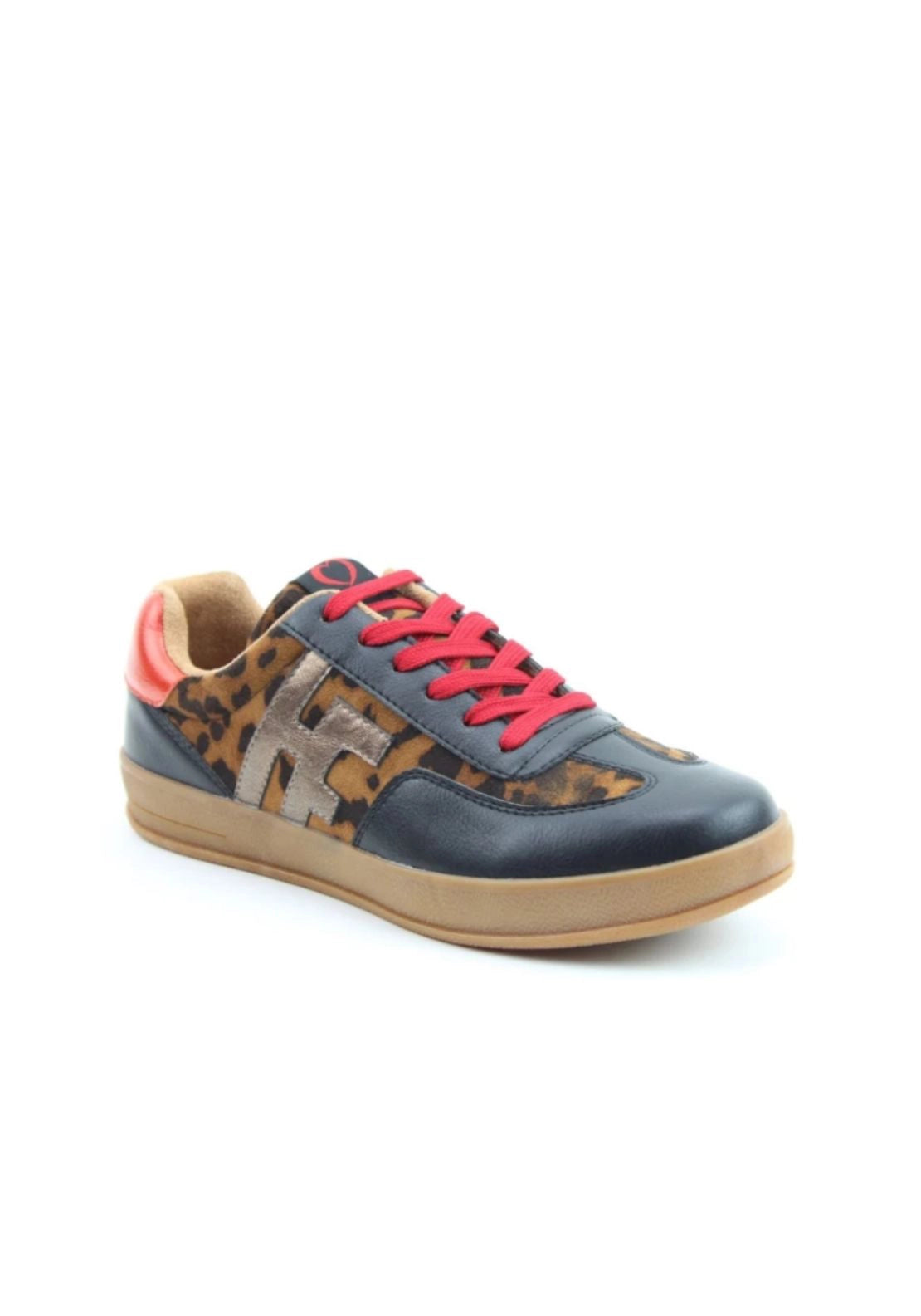 Gum Sole Trainer - Blk/tan/leopard