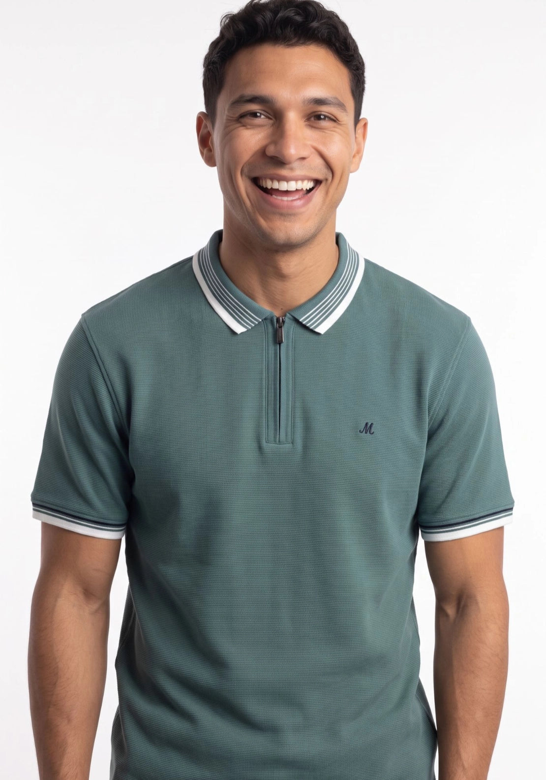 Mineral Eoin Zip Neck Polo - Pacific 1 Shaws Department Stores