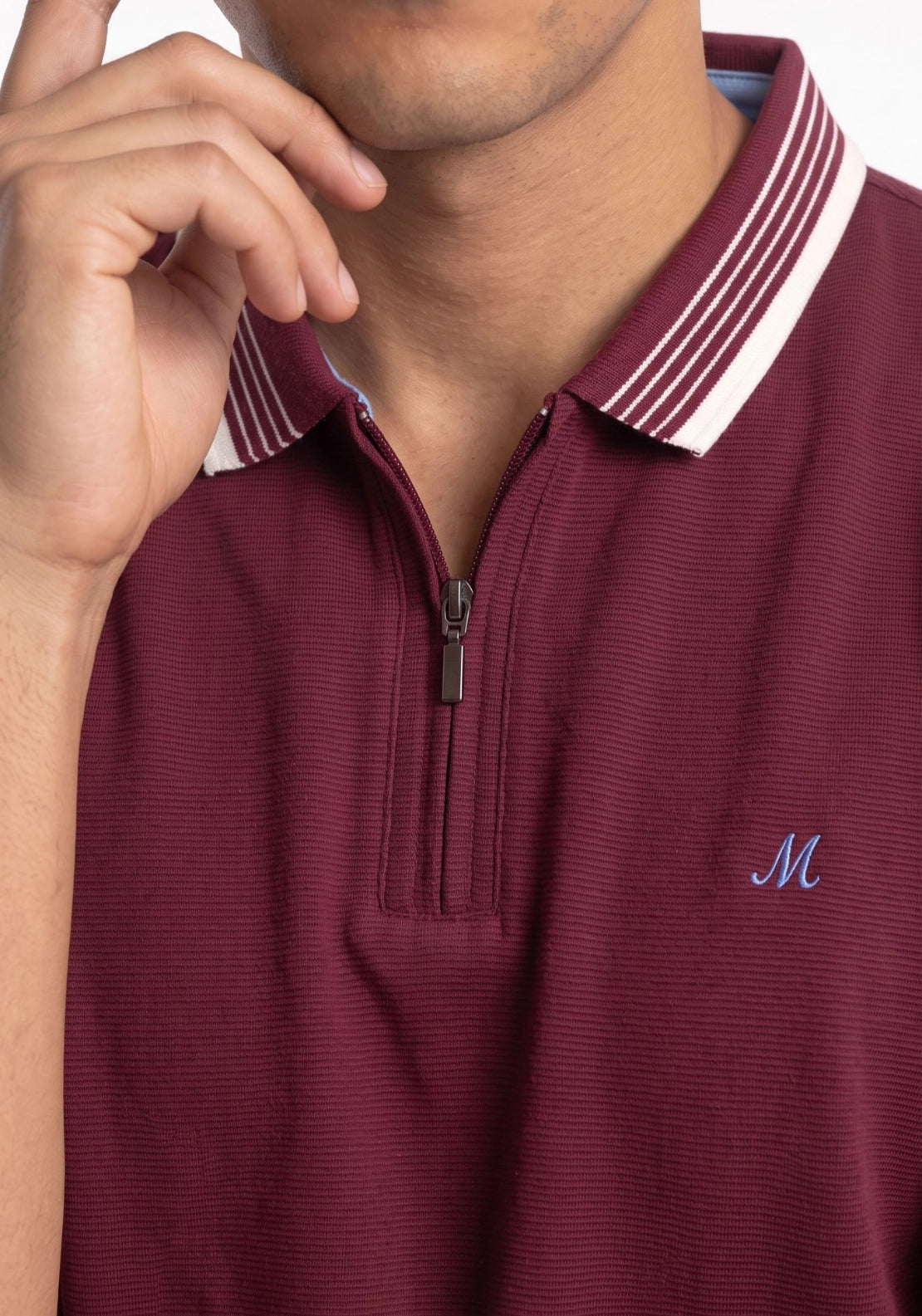 Mineral Eoin Zip Neck Polo - Red 4 Shaws Department Stores