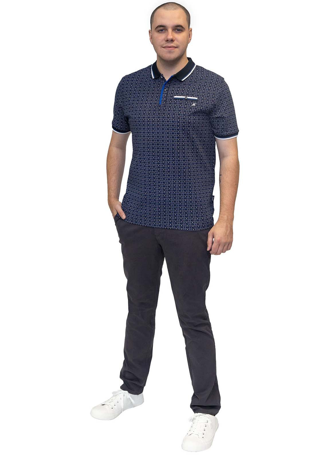 Mineral Danny Aop Polo - Navy/ecru 3 Shaws Department Stores