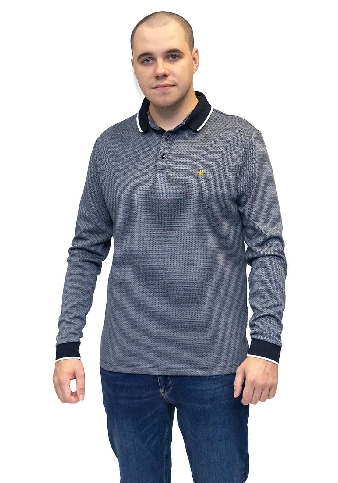 Mineral Leroy Long Sleeve Polo - Blue 2 Shaws Department Stores