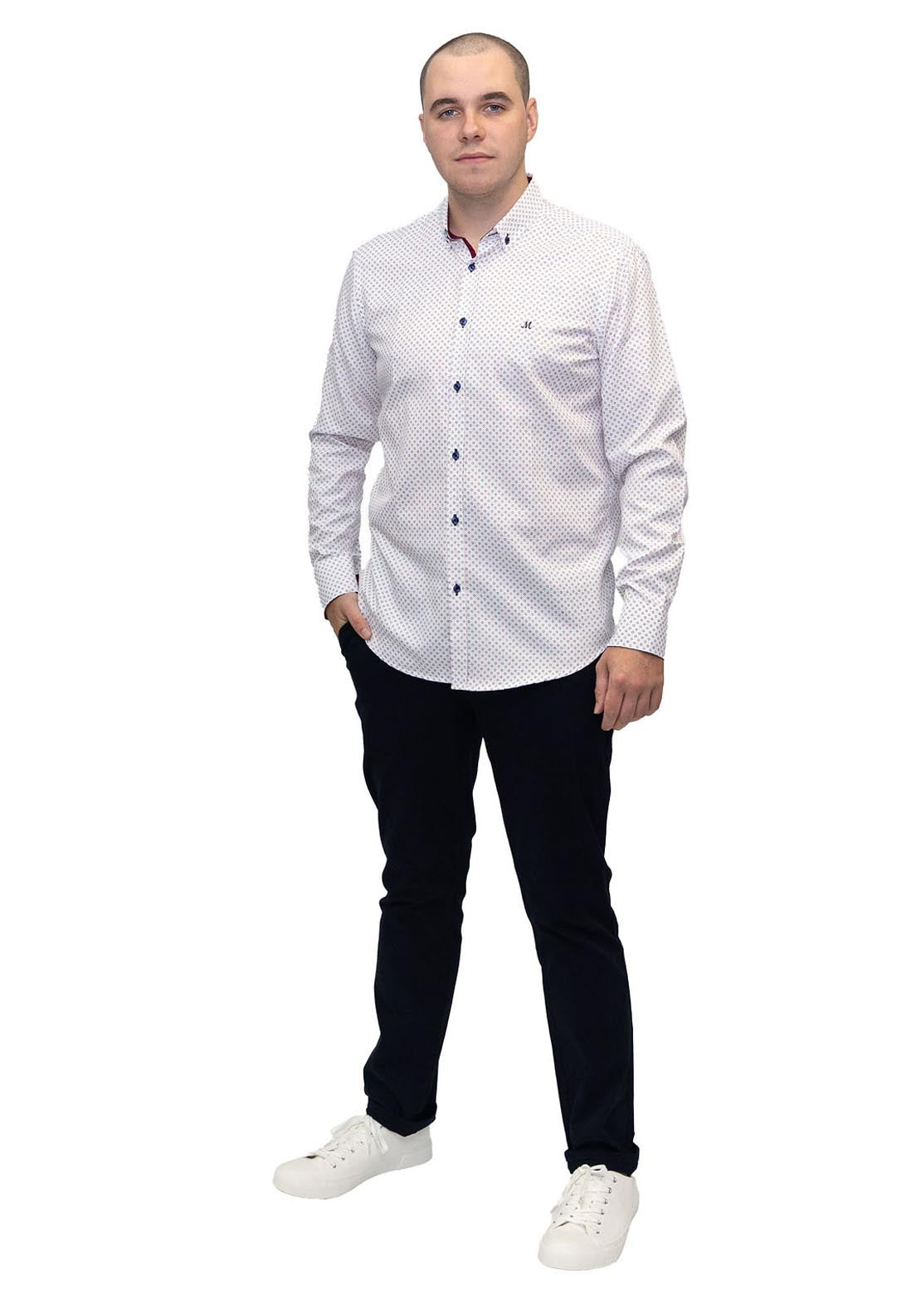 Mineral Reform Long Sleeve Shirt - White Navy Red 4 Shaws Department Stores