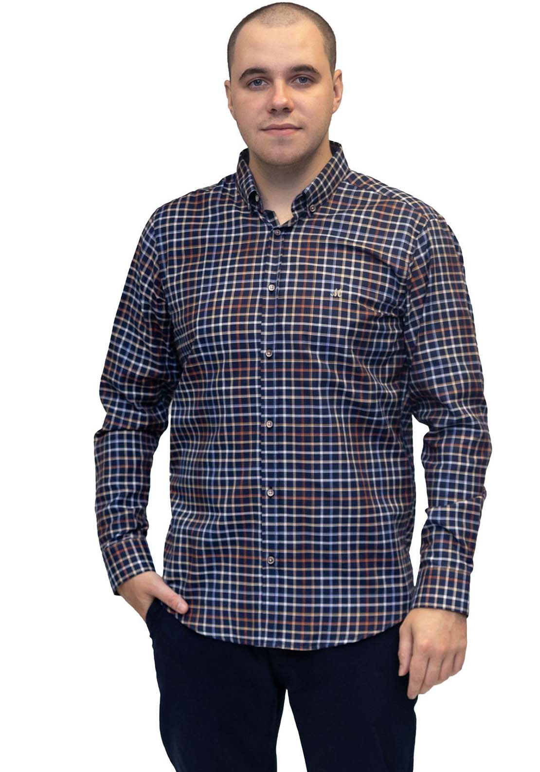Mineral Justin Check Shirt - Navy 1 Shaws Department Stores