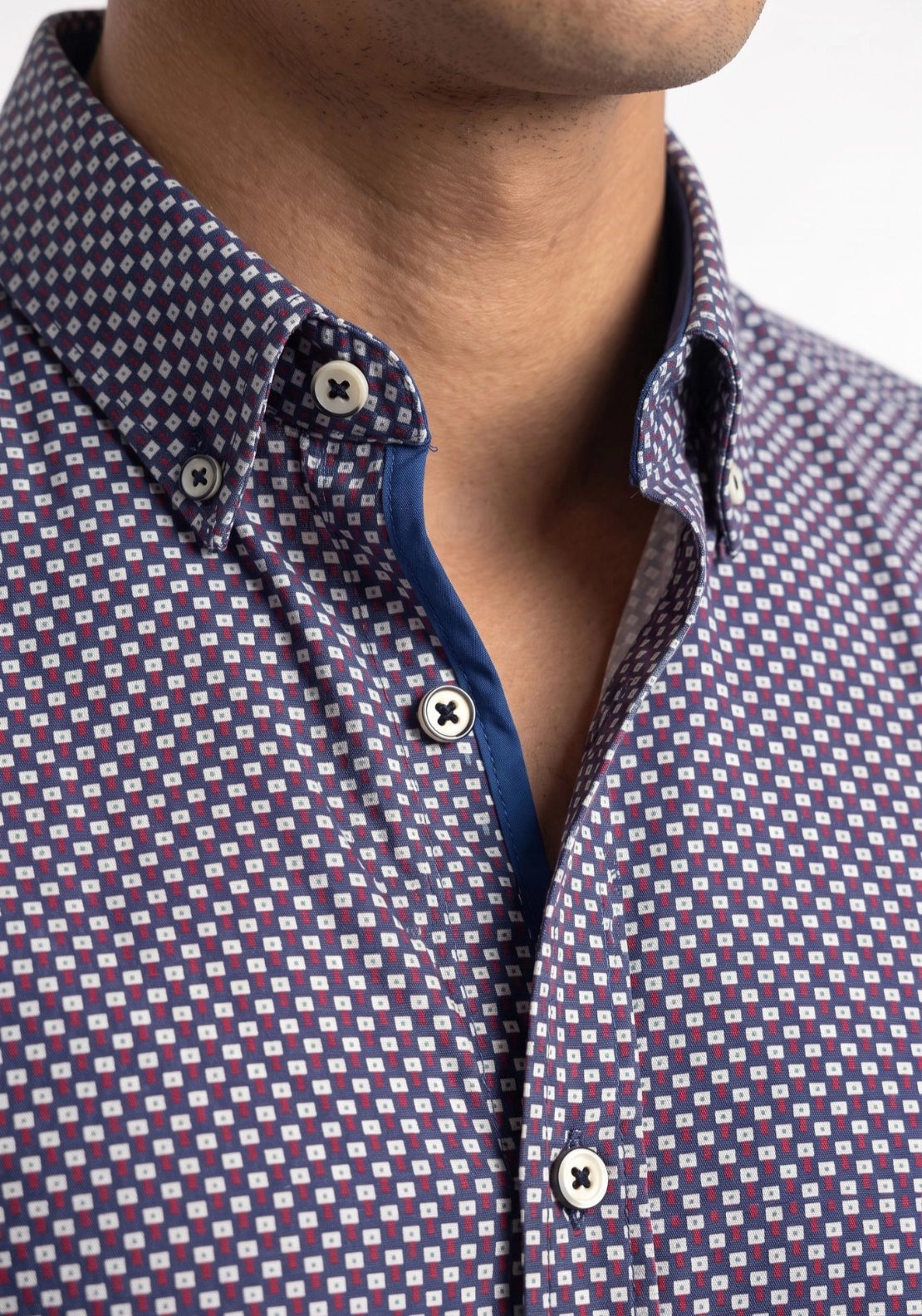 Mineral Perez Print Shirt - Navy 2 Shaws Department Stores
