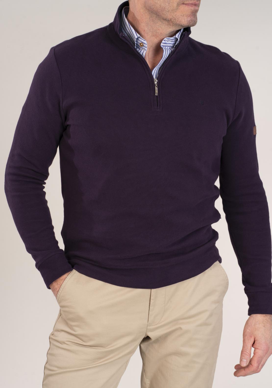 Mineral Kentucky Half Zip Ribbed Top - Grape 4 Shaws Department Stores