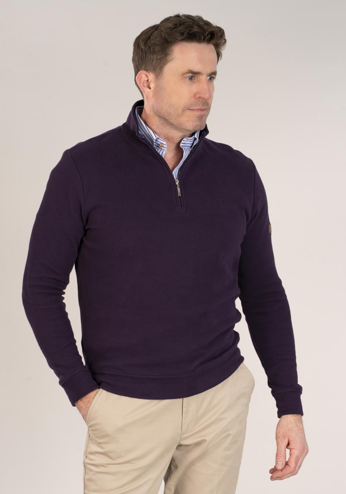 Mineral Kentucky Half Zip Ribbed Top - Grape 6 Shaws Department Stores