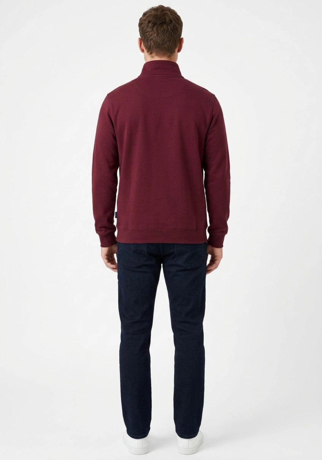 Mineral Ridley 1/4 Zip Funnel Neck Sweatshirt - Wine 3 Shaws Department Stores