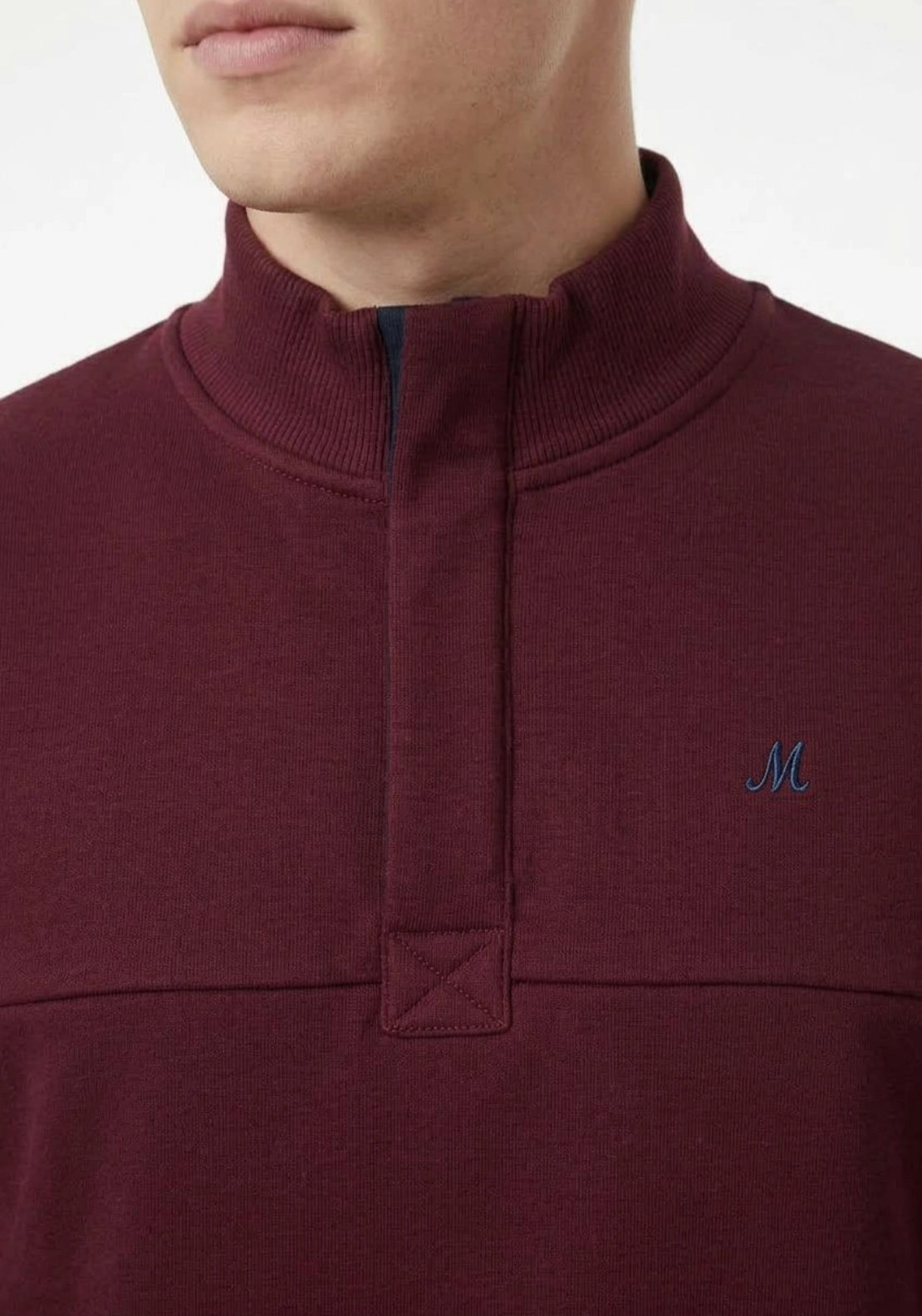 Mineral Ridley 1/4 Zip Funnel Neck Sweatshirt - Wine 4 Shaws Department Stores