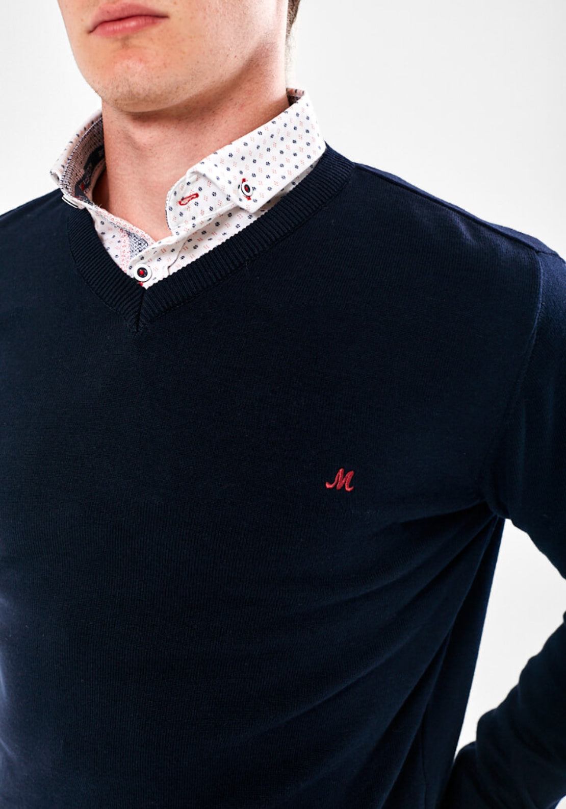 Azenha V Neck Knit - Navy