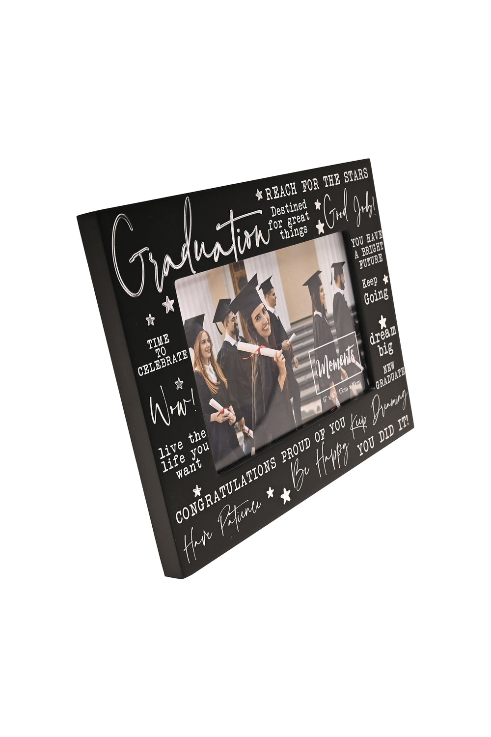 Moments Moments Photo Frame Black with Words 6" x 4" - Graduation 2 Shaws Department Stores