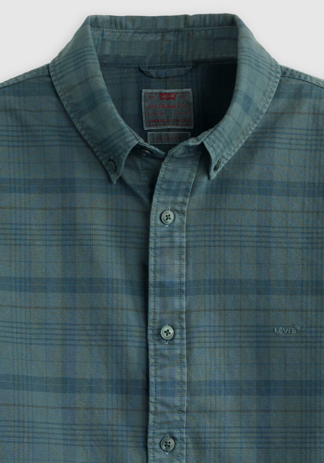 Levis Authentic Check Shirt - Dark Slate/gold 5 Shaws Department Stores