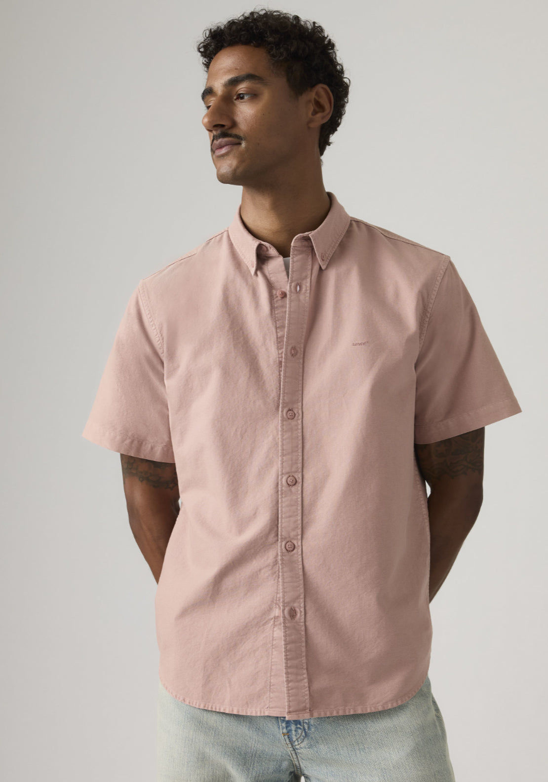 Levis 100% Cotton Short Sleeve Authentic Button-down Shirt - Woodrose 1 Shaws Department Stores