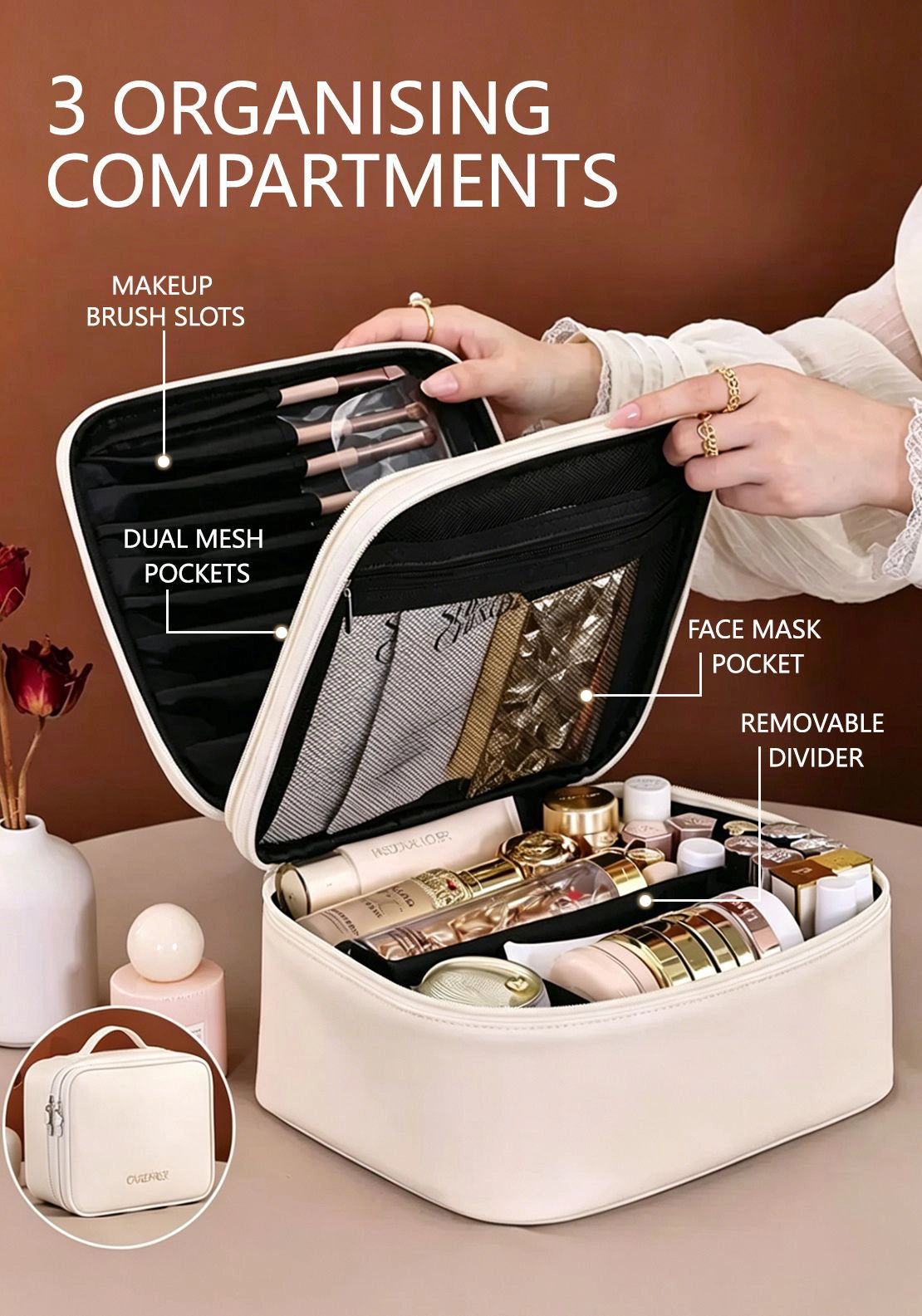 The Home Collection Makeup Travel Bag - White 2 Shaws Department Stores