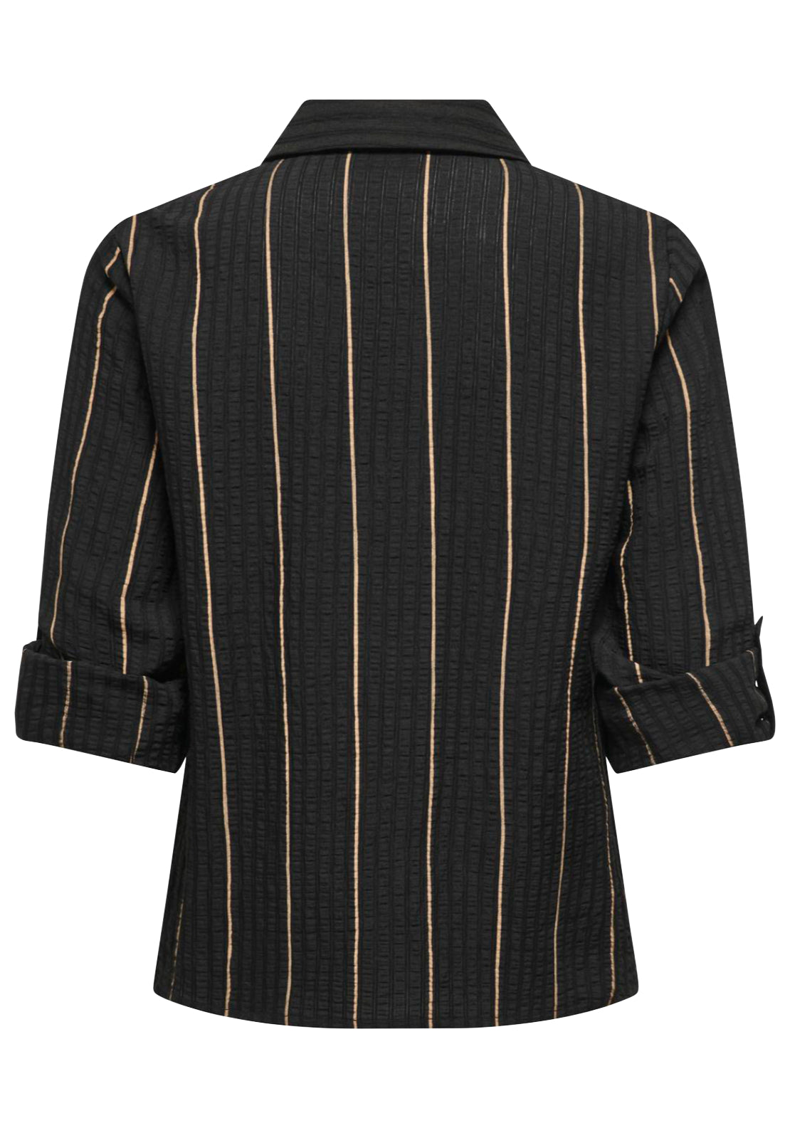 Jdy Ava Long Sleeve Fold Up Shirt - Black Toasted Coconut 2 Shaws Department Stores