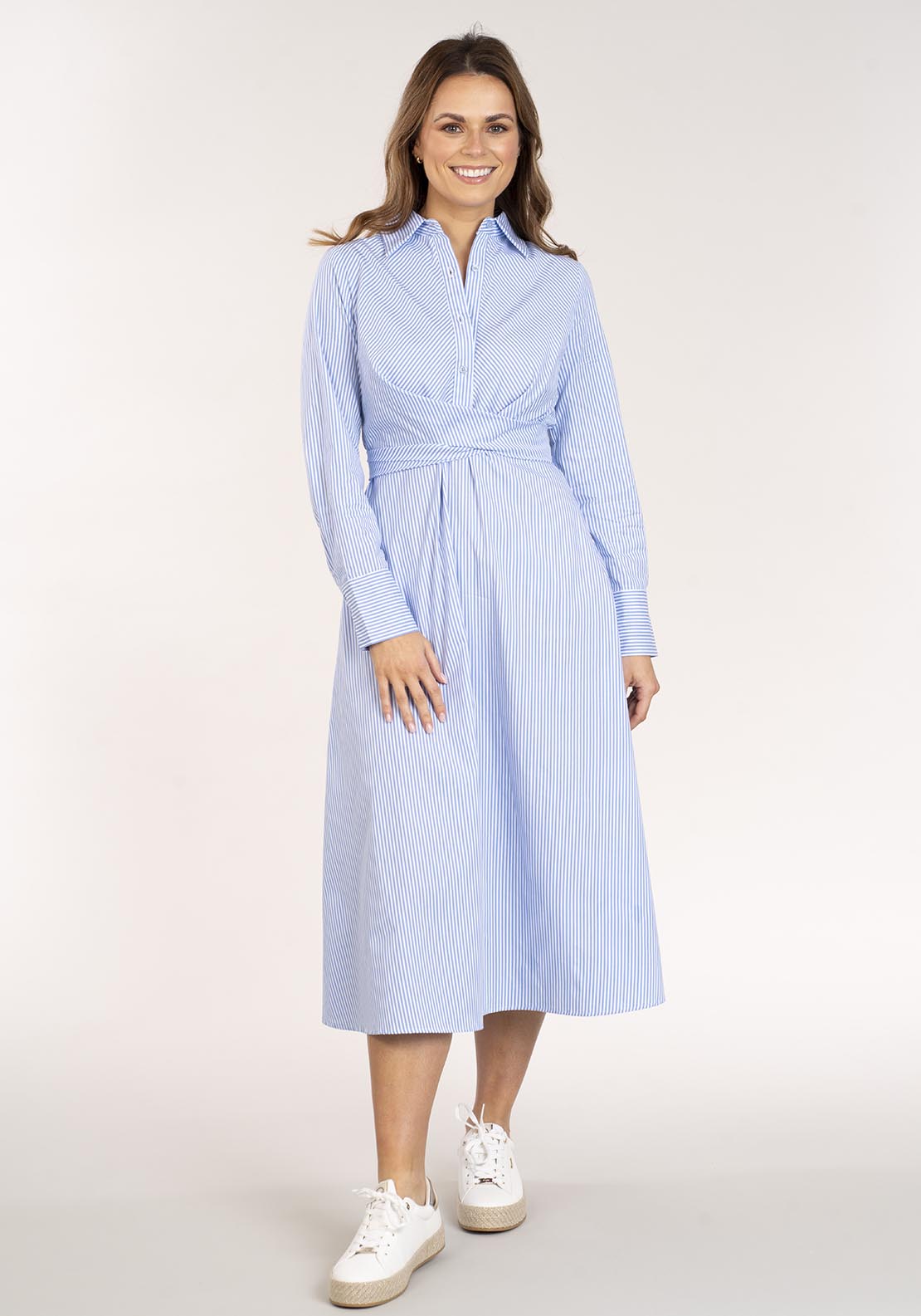 Naoise Long Stripe Shirtdress - Blue & White 1 Shaws Department Stores