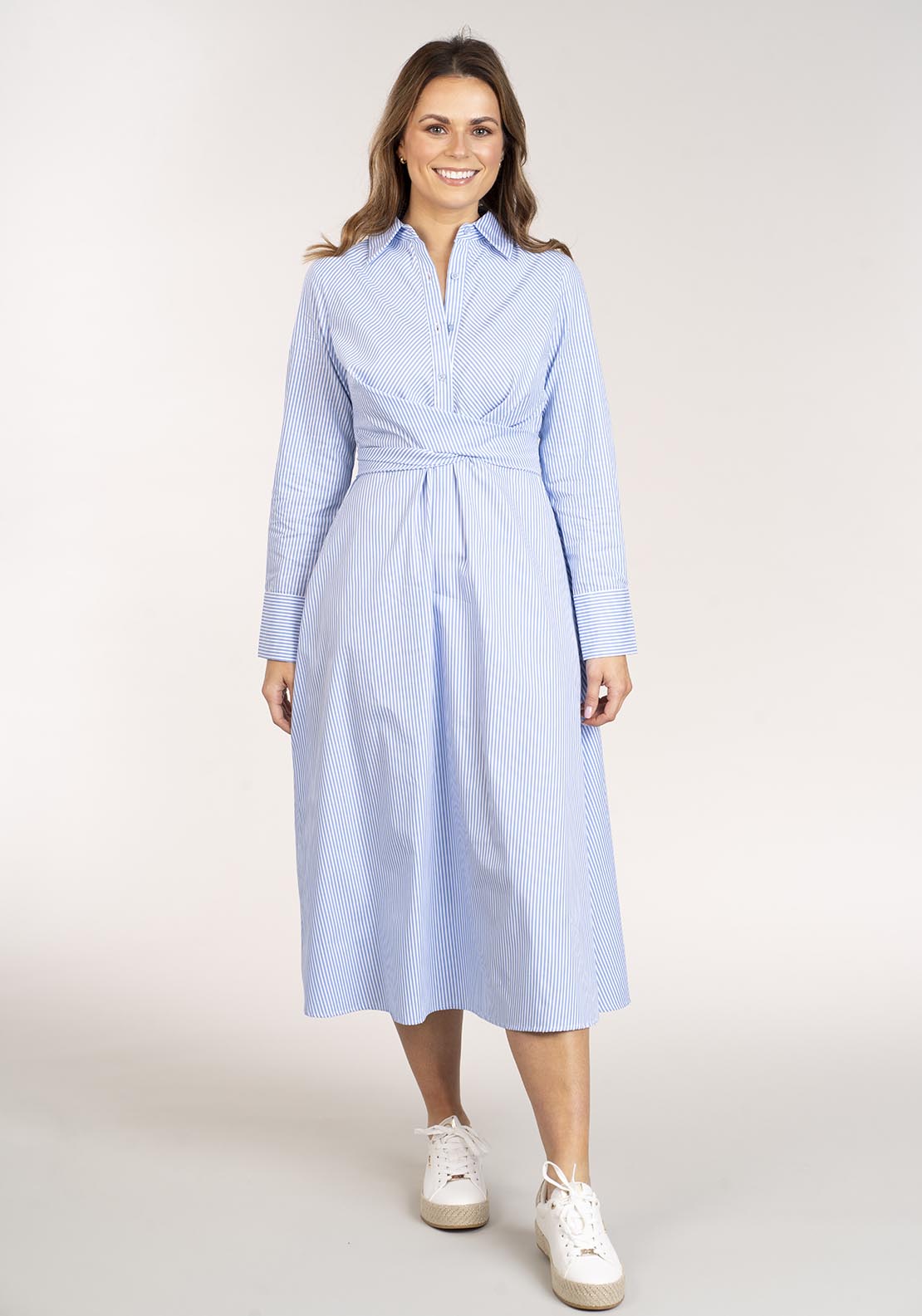Naoise Long Stripe Shirtdress - Blue & White 4 Shaws Department Stores
