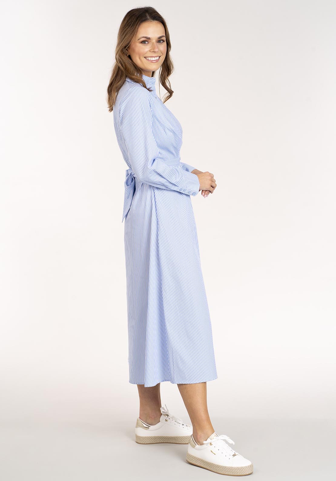 Naoise Long Stripe Shirtdress - Blue & White 2 Shaws Department Stores