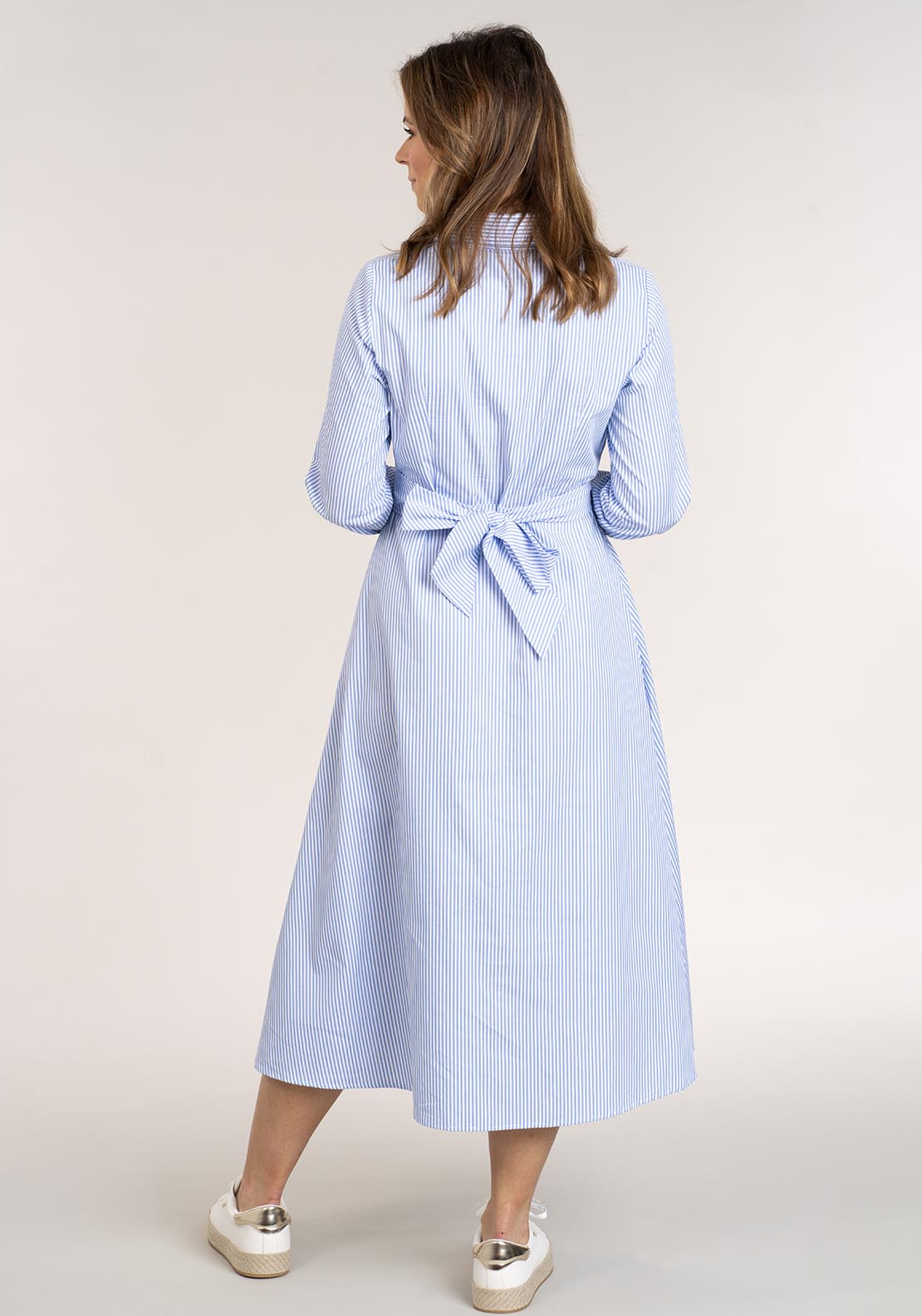 Naoise Long Stripe Shirtdress - Blue & White 3 Shaws Department Stores
