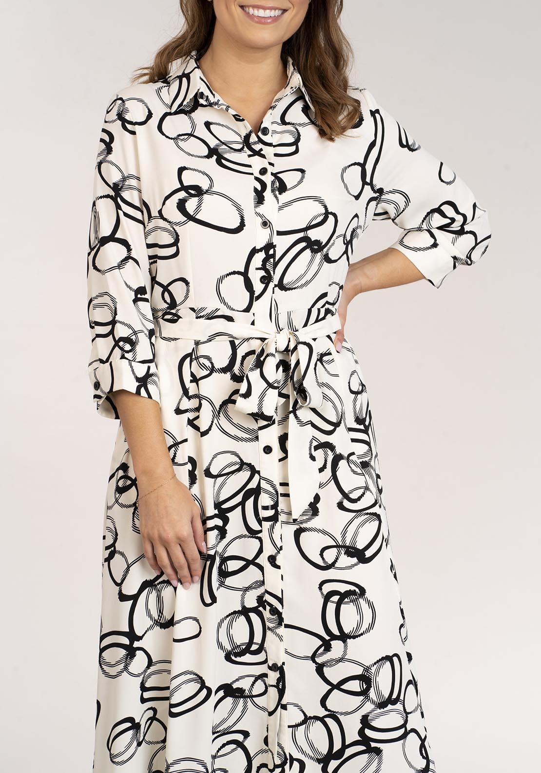 Naoise Black And White Graphic Print Dress - Black & White 3 Shaws Department Stores