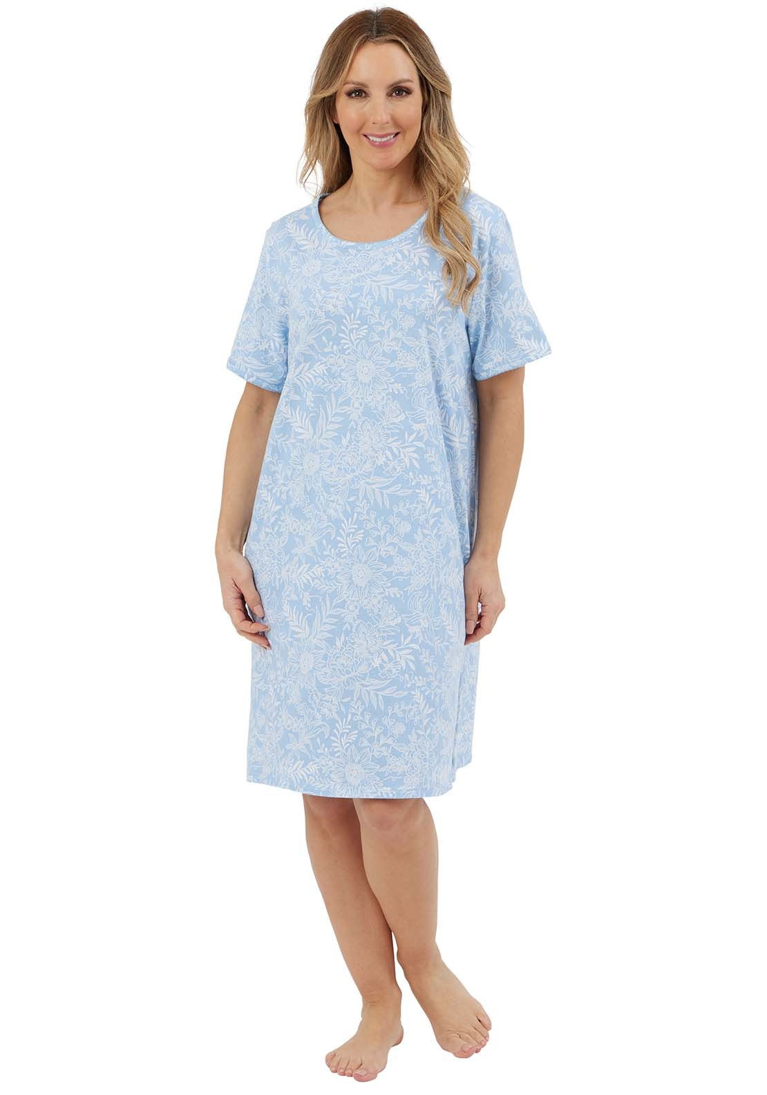 Marlon Floral Print Nightdress - Blue 1 Shaws Department Stores