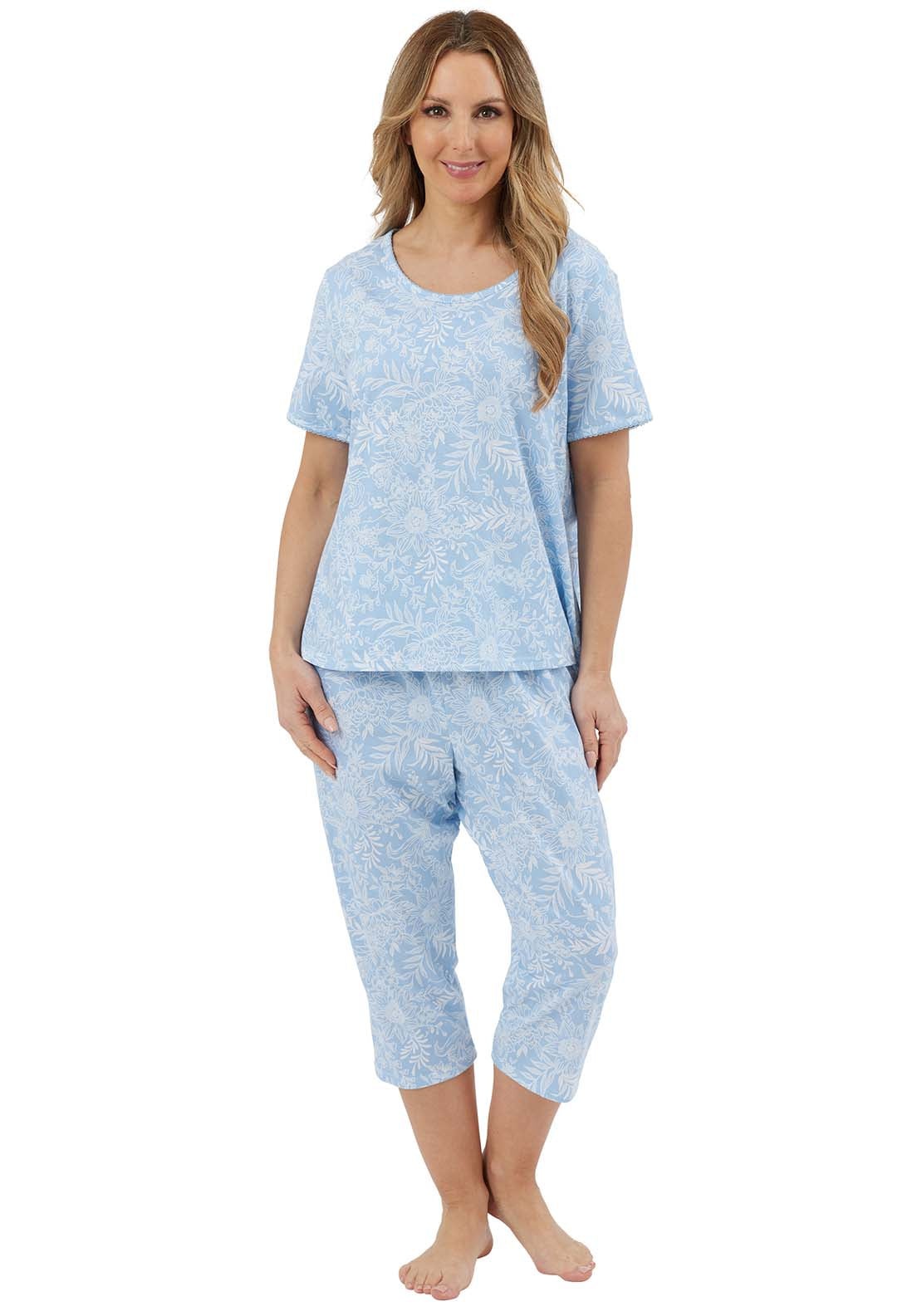 Marlon Floral Print Short Sleeve Pyjama - Blue 1 Shaws Department Stores