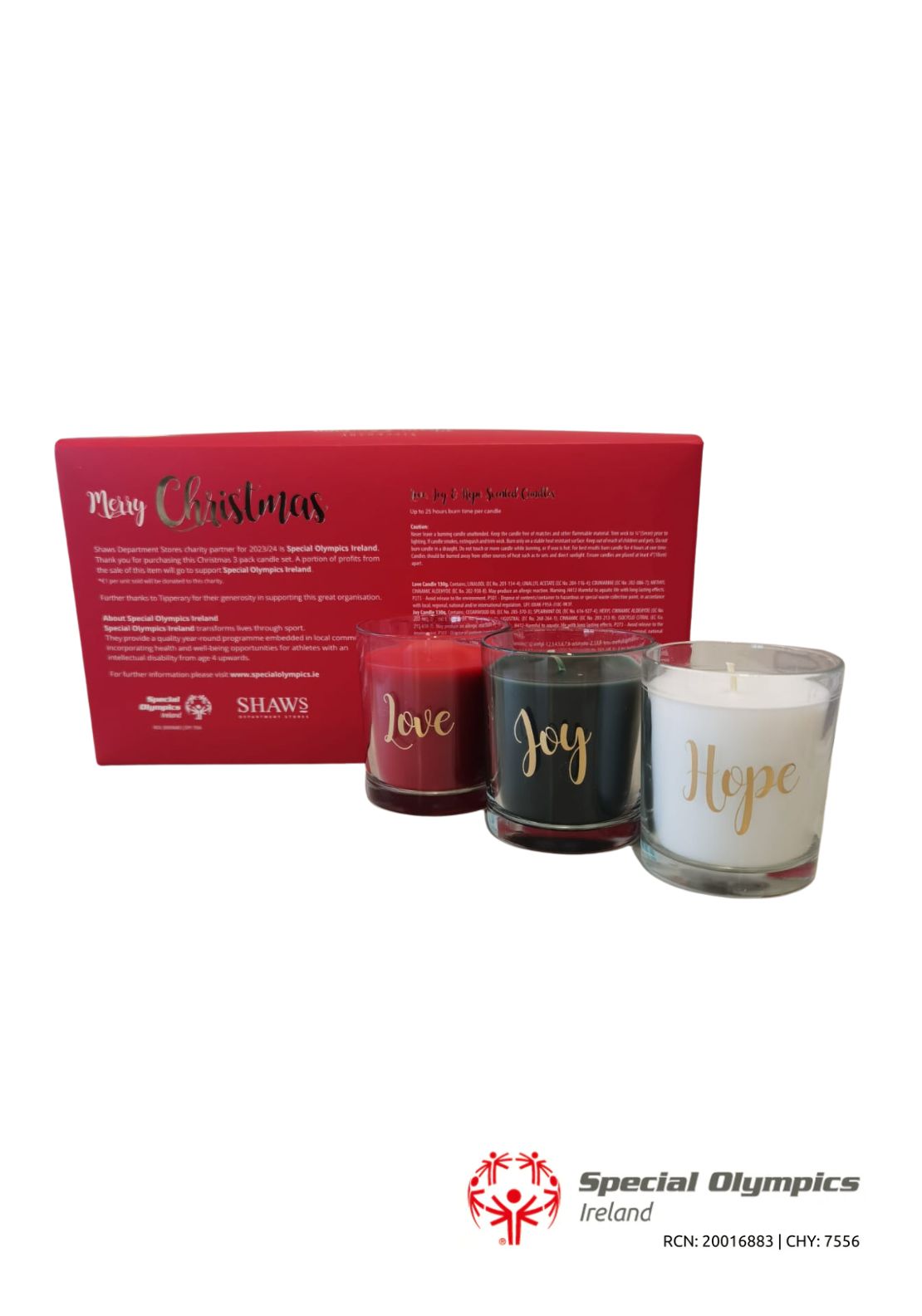 Set of 3 Candles Supporting Special Olympics Ireland - €1 donated from every sale