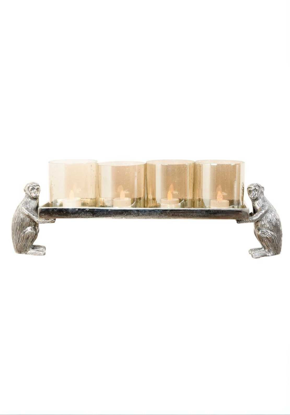 The Home Monkey Tray Candle Holder 4 Glass Silver 2 Shaws Department Stores