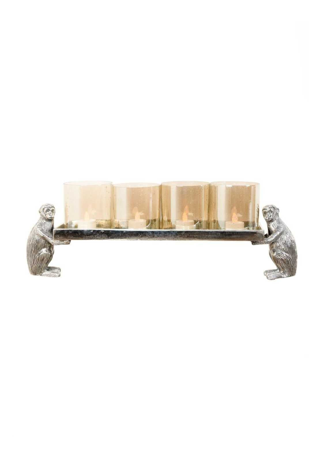 The Home Monkey Tray Candle Holder 4 Glass Silver 1 Shaws Department Stores