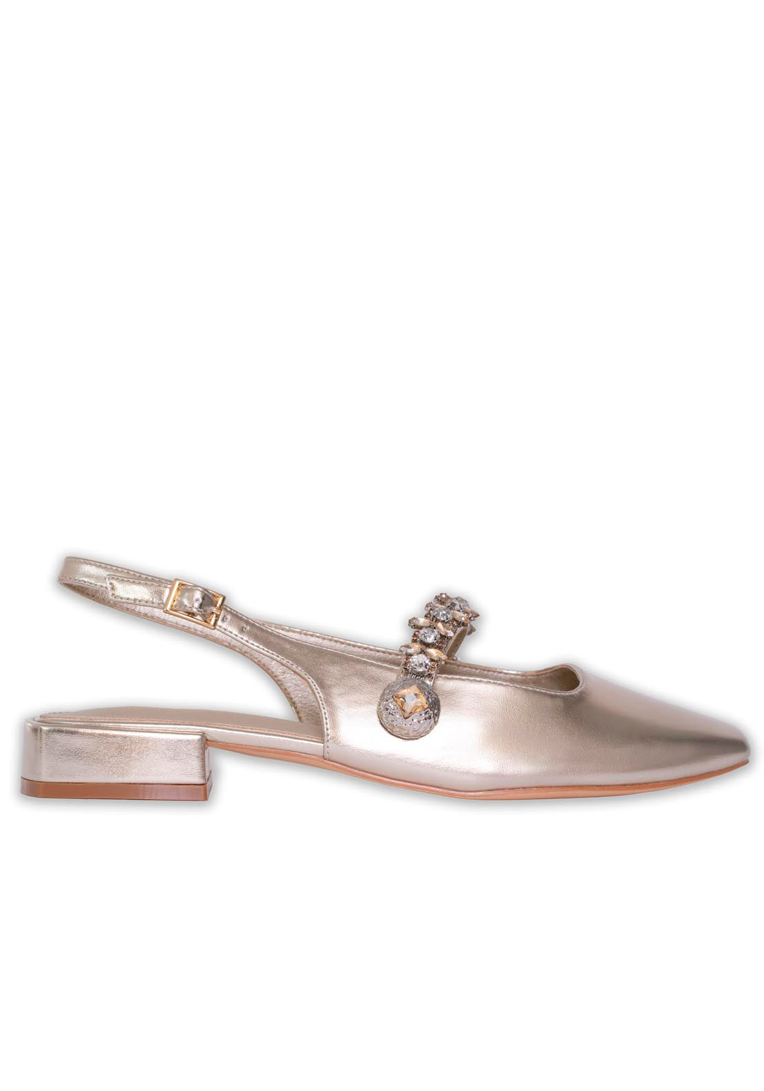 Sorento Flat Diamonte Slingback - Gold 1 Shaws Department Stores