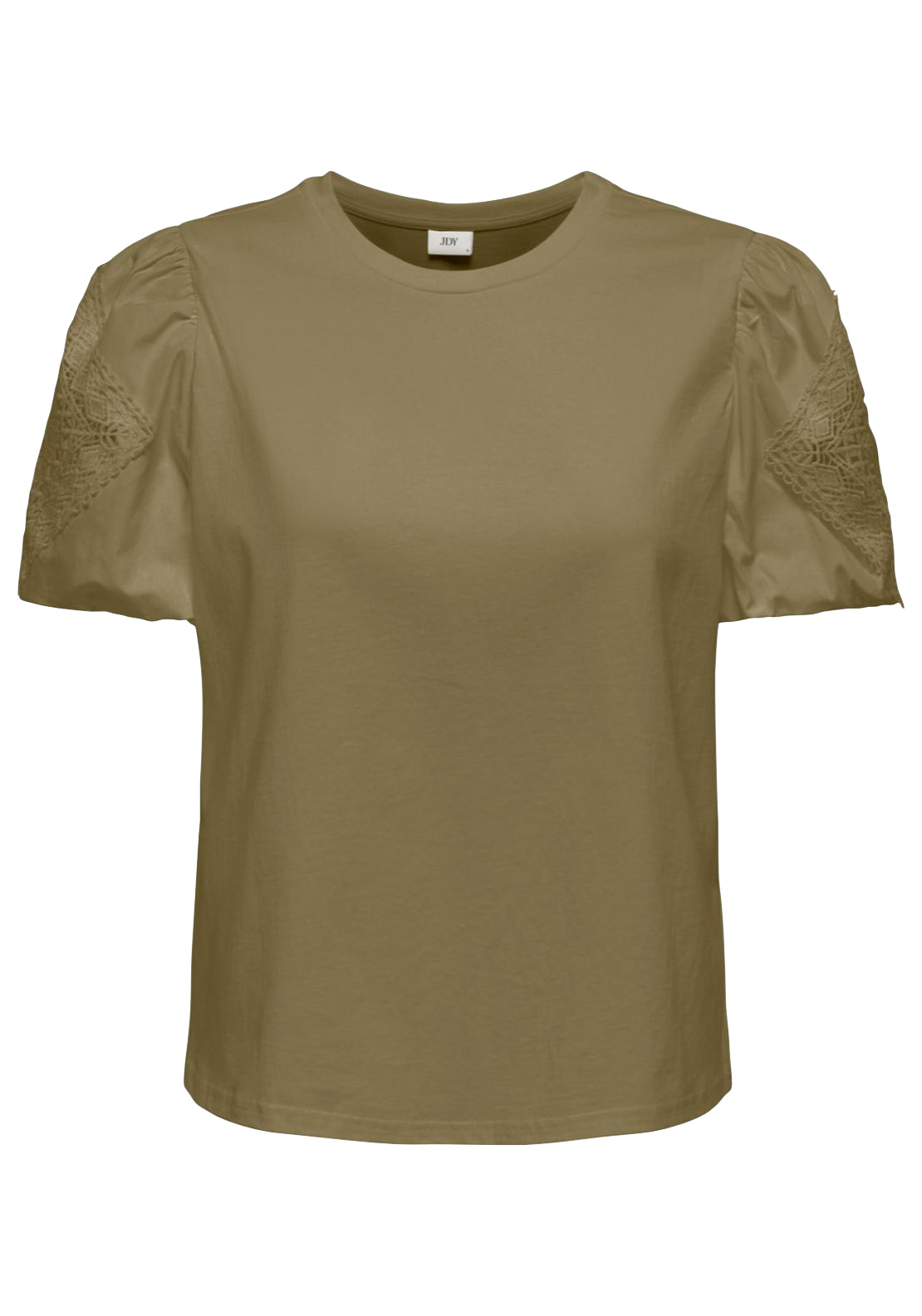 Jdy Uma Life Short Sleeve Lace Detail Top - Dried Herb 1 Shaws Department Stores